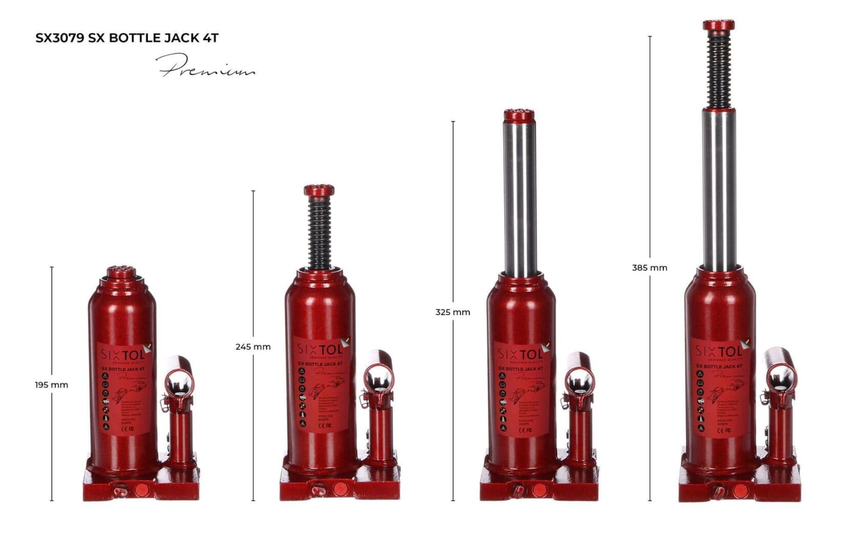 Hydraulický zvedák panenka SX BOTTLE JACK PREMIUM 4T SIXTOL - náhled 2