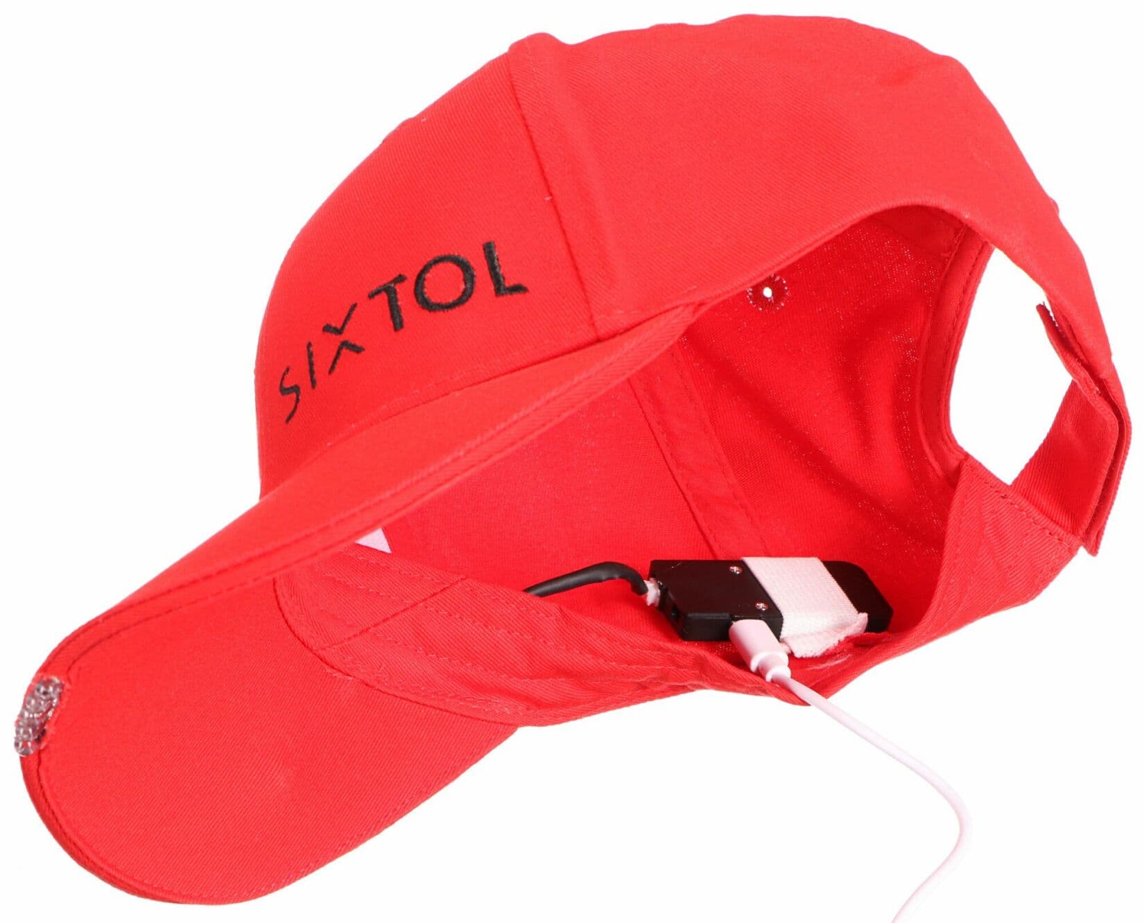 Kšiltovka s LED světlem B-CAP 25lm, nabíjecí, USB, univerzální velikost, červená SIXTOL - náhled 2