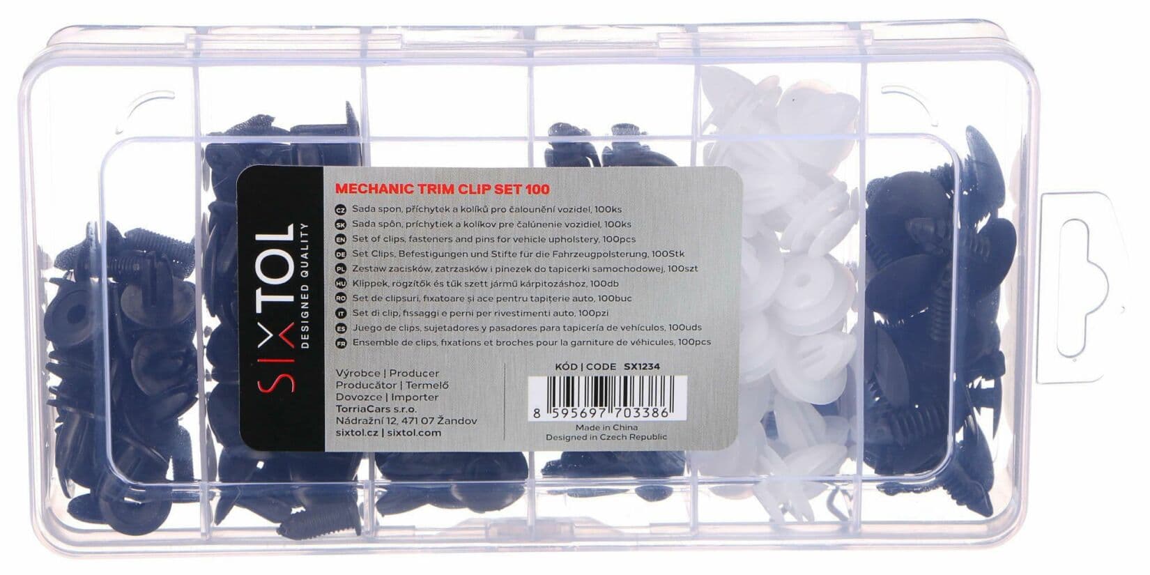 Sada spon, příchytek a kolíků pro čalounění vozidel MECHNIC TRIM CLIP SET 100 SIXTOL - náhled 2