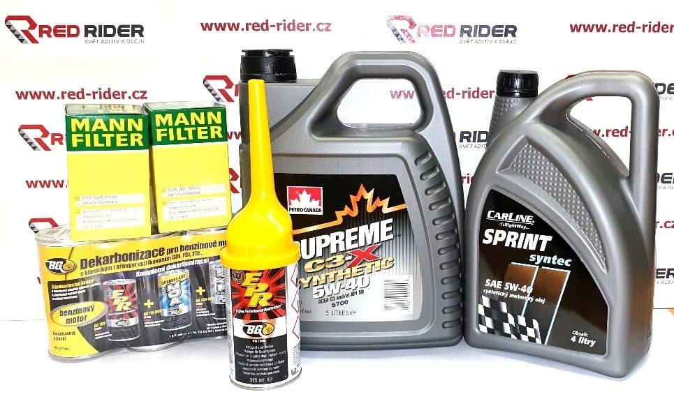 Red-Rider.cz BGSEB40 Dekarbonizační set: 2x BG 109 325 ml, BG 115 325 ml, BG 208 325 ml, Carline Sprint 5W40 4L, Petro Canada C3-X 5W40 5L