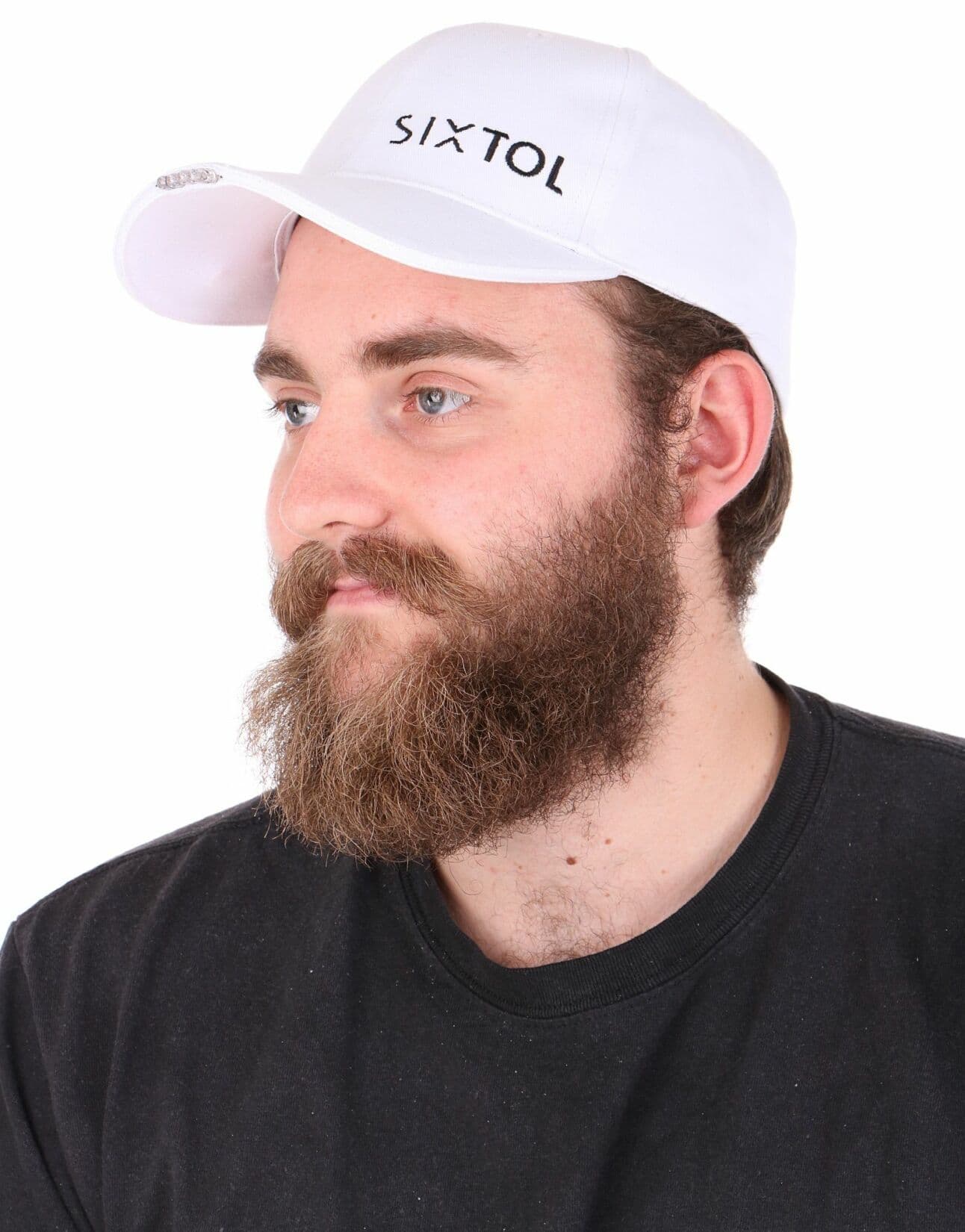 Kšiltovka s LED světlem B-CAP 25lm, nabíjecí, USB, univerzální velikost, bílá SIXTOL - náhled 5