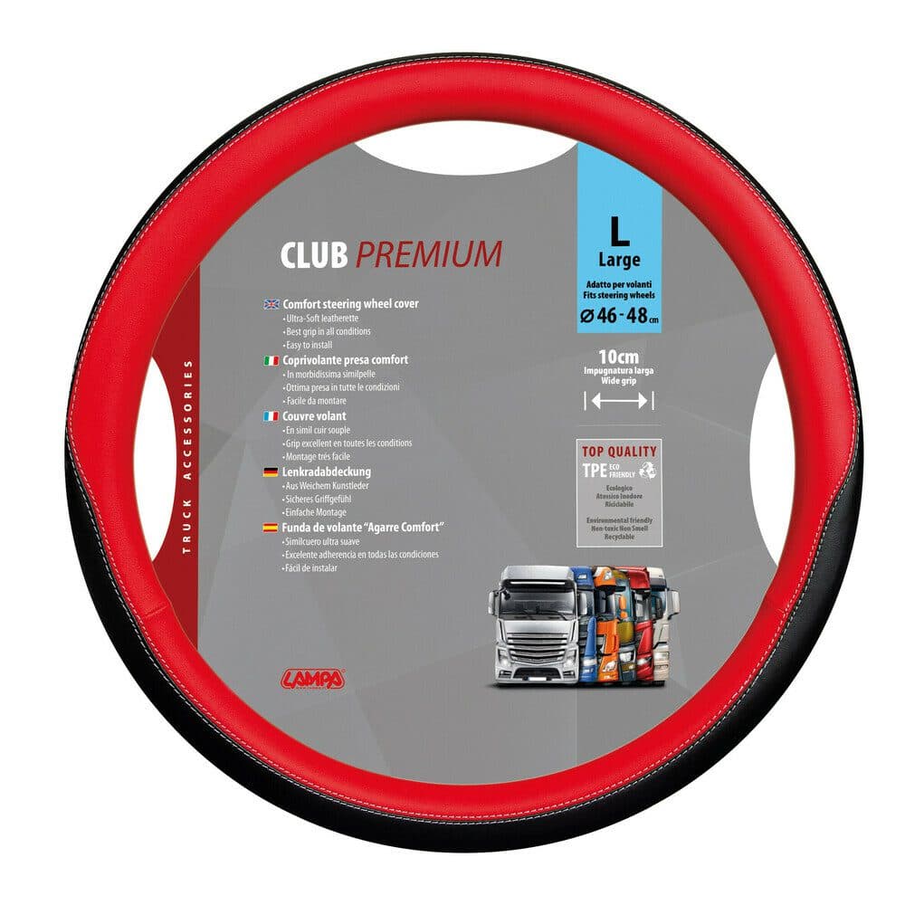 Potah volantu CLUB PREMIUM Skeentex červený - L  46 - 48 cm