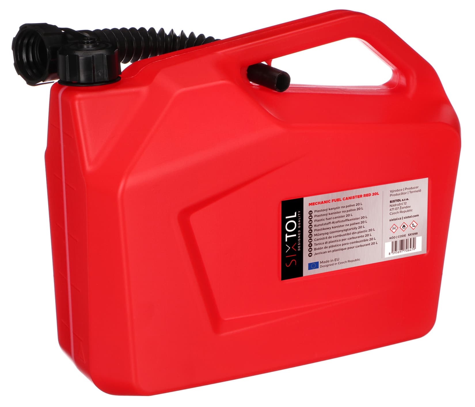 Kanystr plastový MECHANIC FUEL CANISTER RED 20L, červený SIXTOL - náhled 4