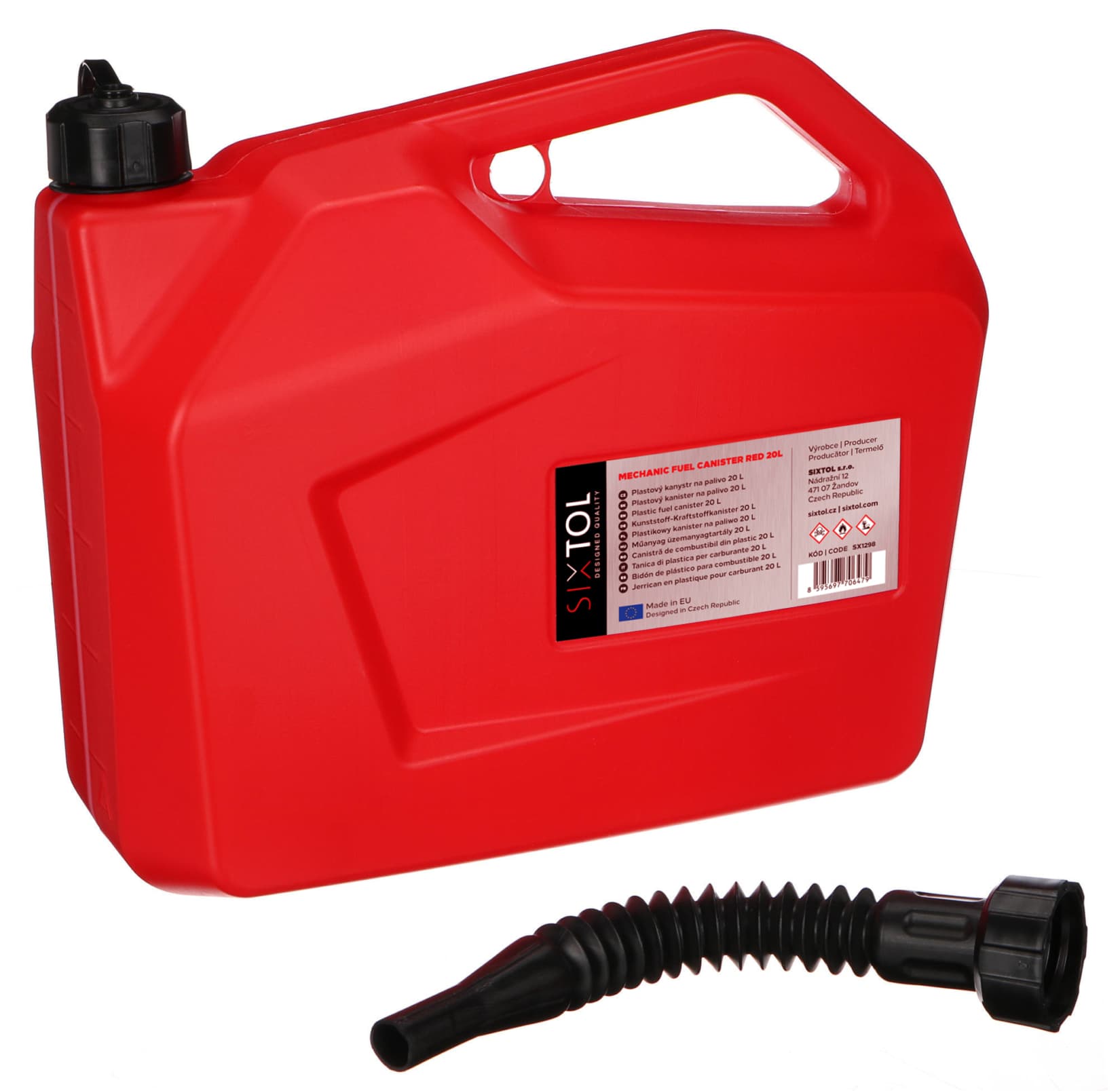 Kanystr plastový MECHANIC FUEL CANISTER RED 20L, červený SIXTOL - náhled 2