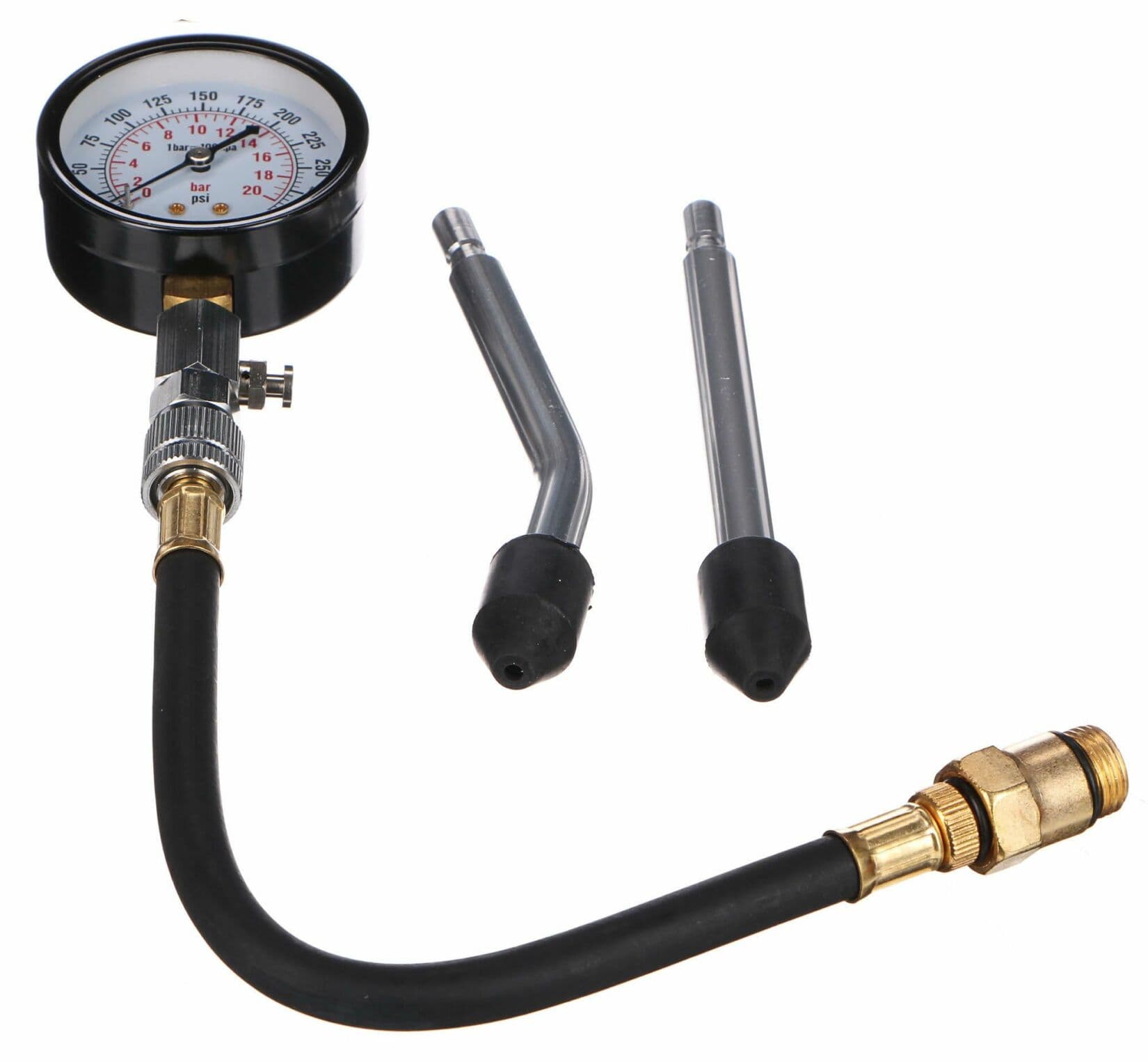 Sada pro testování komprese benzínových motorů MECHANIC ENGINE TESTER 4, 0-20bar, 4ks SIXTOL - náhled 3