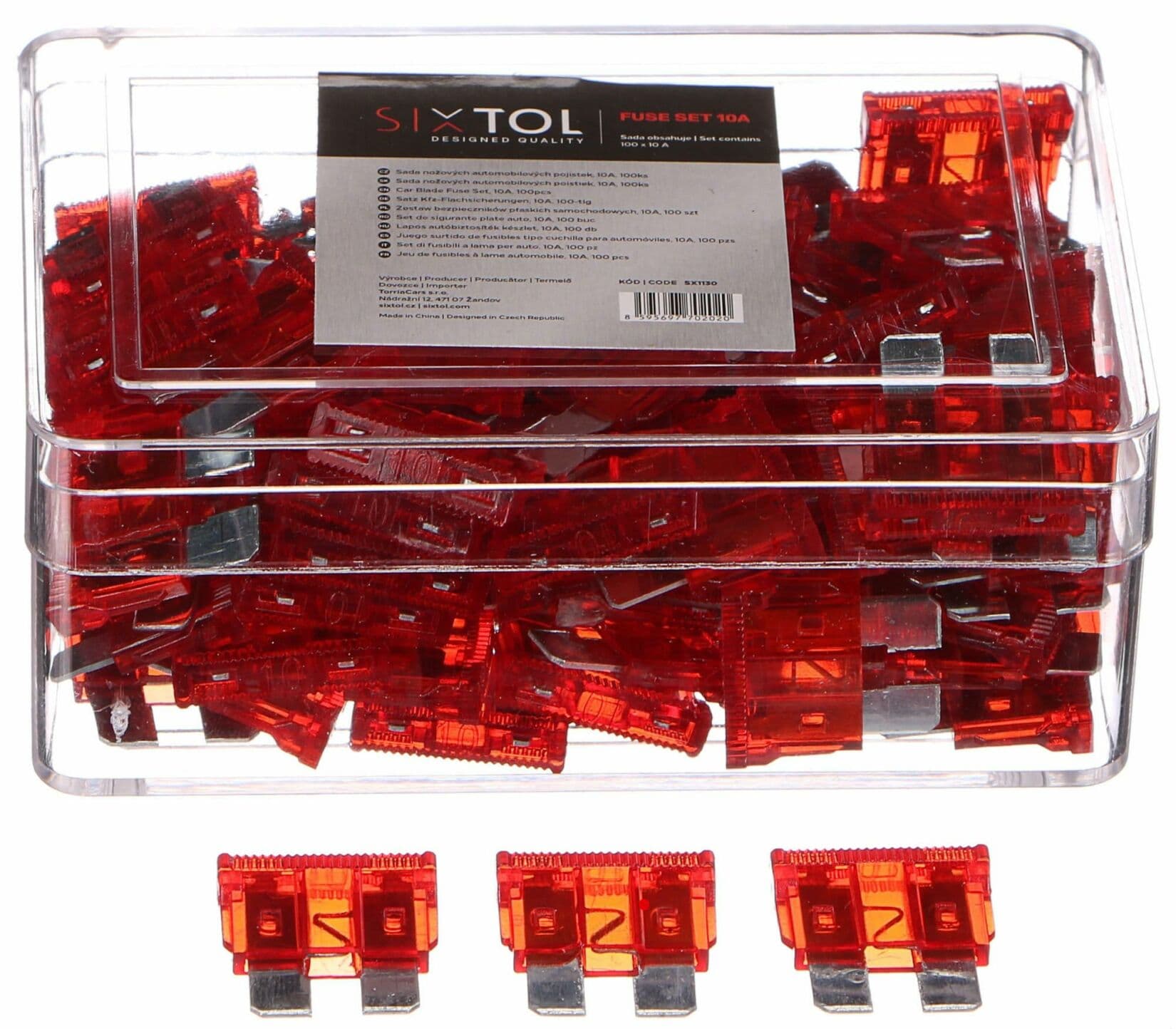 Sada nožových automobilových pojistek MECHANIC FUSE SET 10A, 100ks SIXTOL - náhled 4