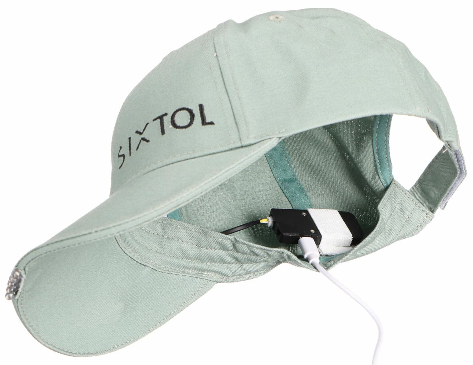 Kšiltovka s LED světlem B-CAP 25lm, nabíjecí, USB, univerzální velikost, zelená SIXTOL - náhled 2