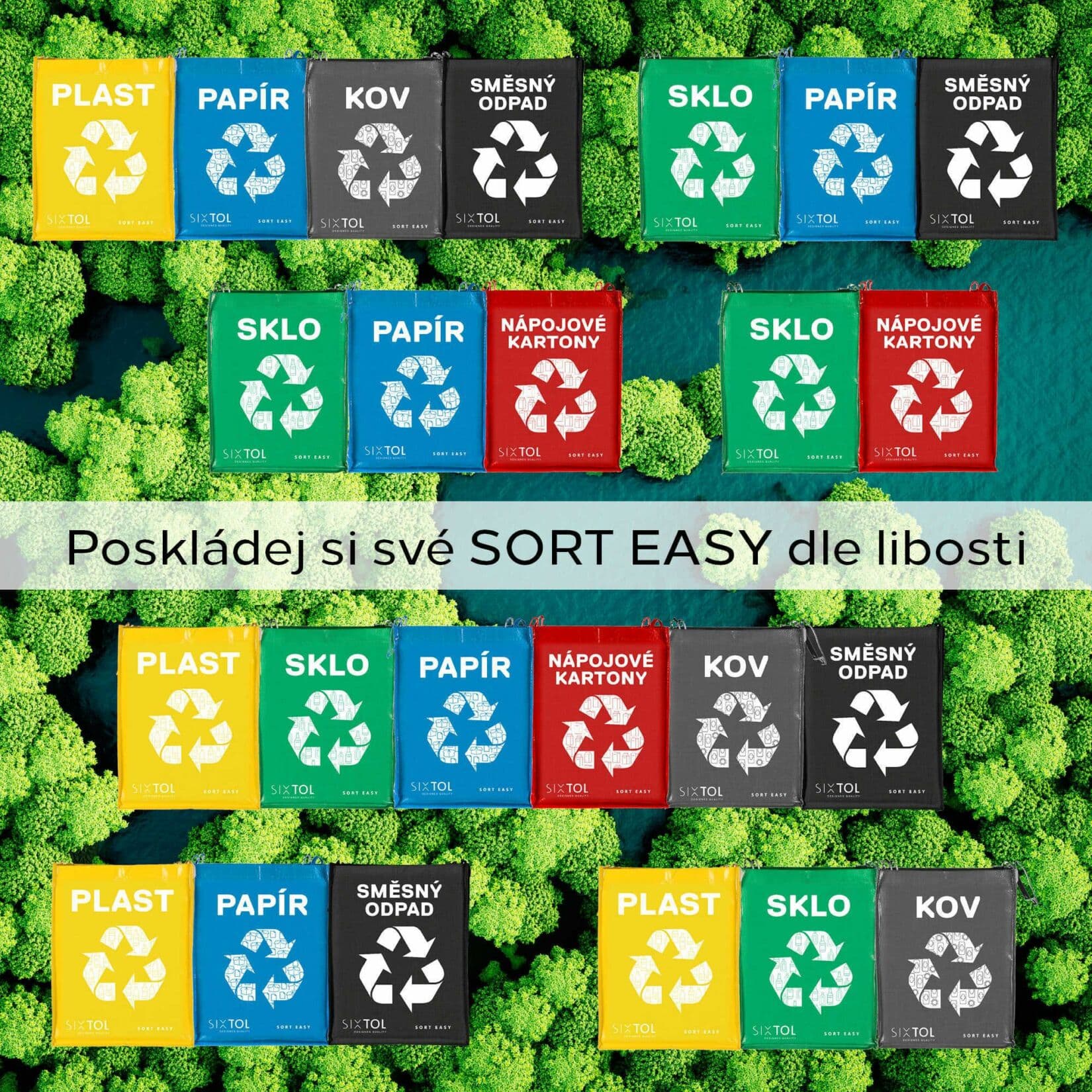 Taška na tříděný odpad SORT EASY METAL, 30x30x40cm, 36l SIXTOL - náhled 2