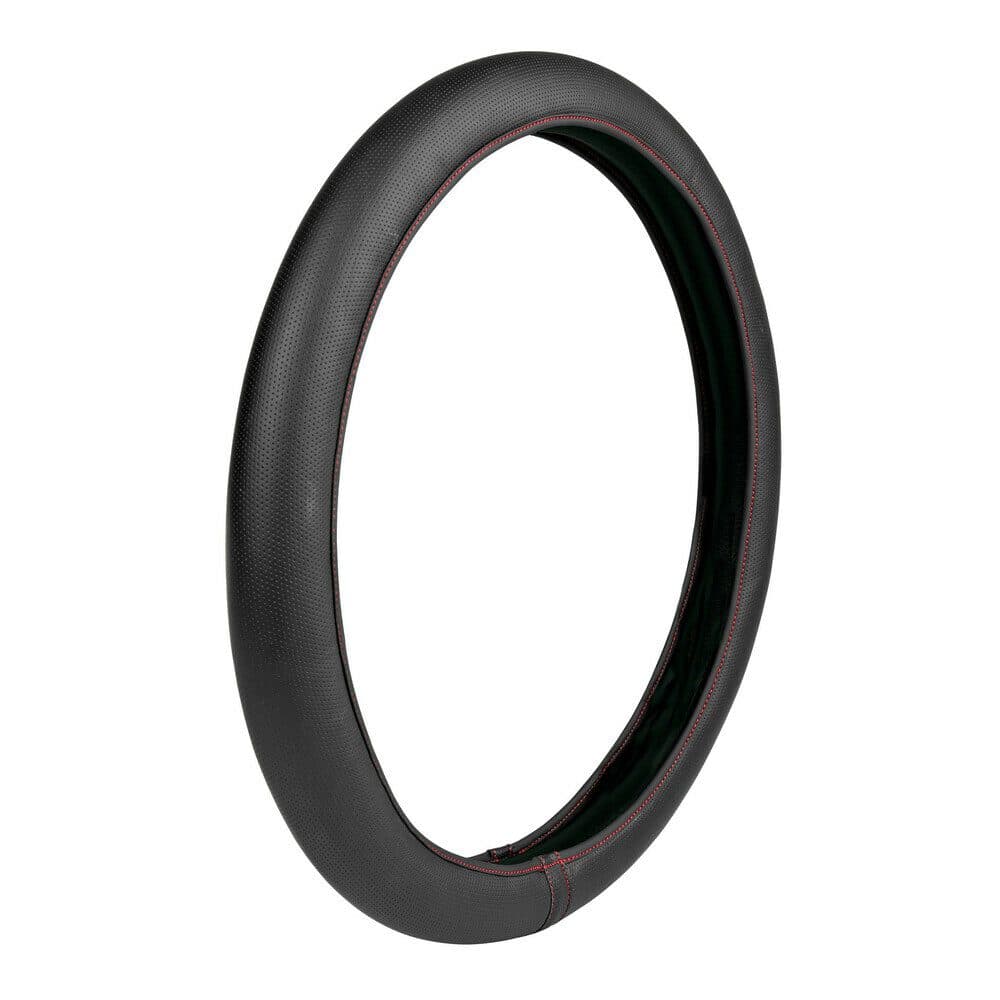 Kožený perforovaný potah volantu s červeným  obšitím  M - O 38/40 cm - náhled 1