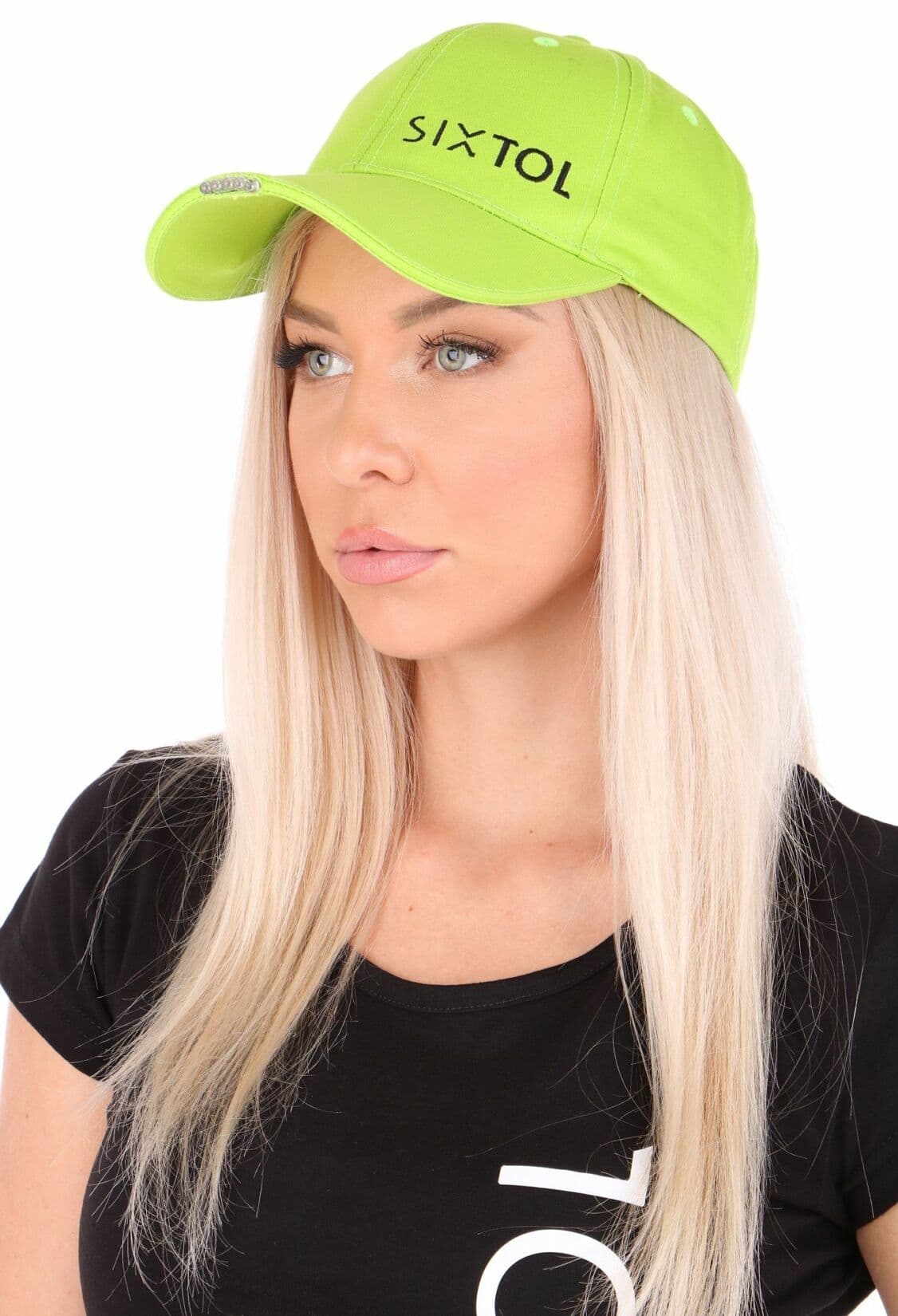 Kšiltovka s LED světlem B-CAP 25lm, nabíjecí, USB, uni velikost, fluorescentní zelená SIXTOL - náhled 3