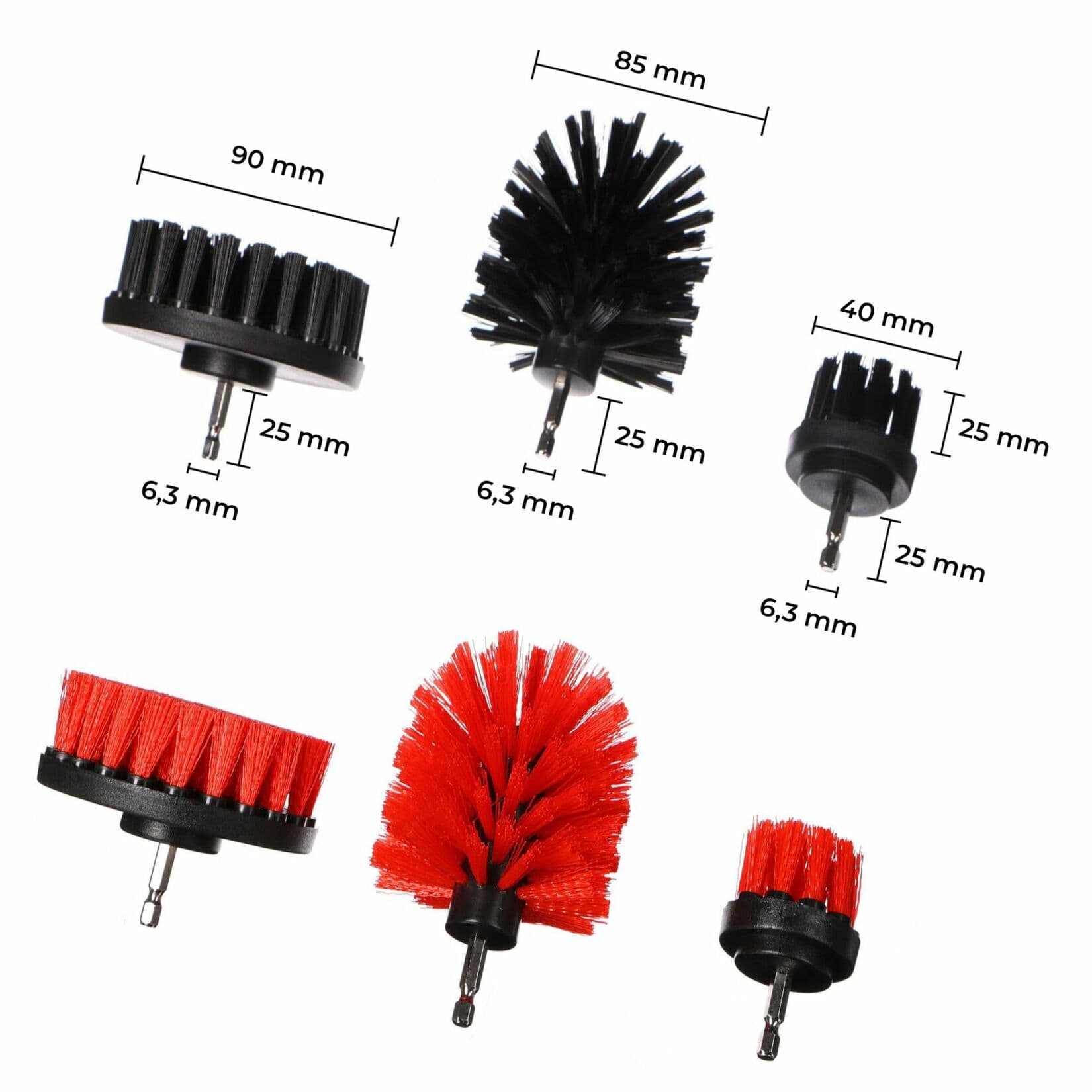 Sada kartáčů na vrtačku pro čištění auta CAR DETAILING DRILL BRUSH 6, 6ks SIXTOL - náhled 4