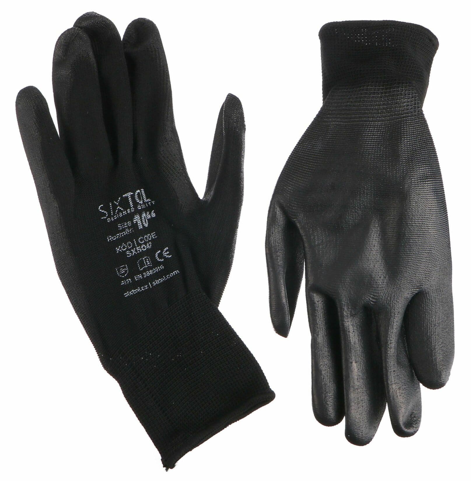 Rukavice pracovní z polyesteru polomáčené v polyuretanu GLOVE PE-PU 10, černé, velikost 10 SIXTOL - náhled 2