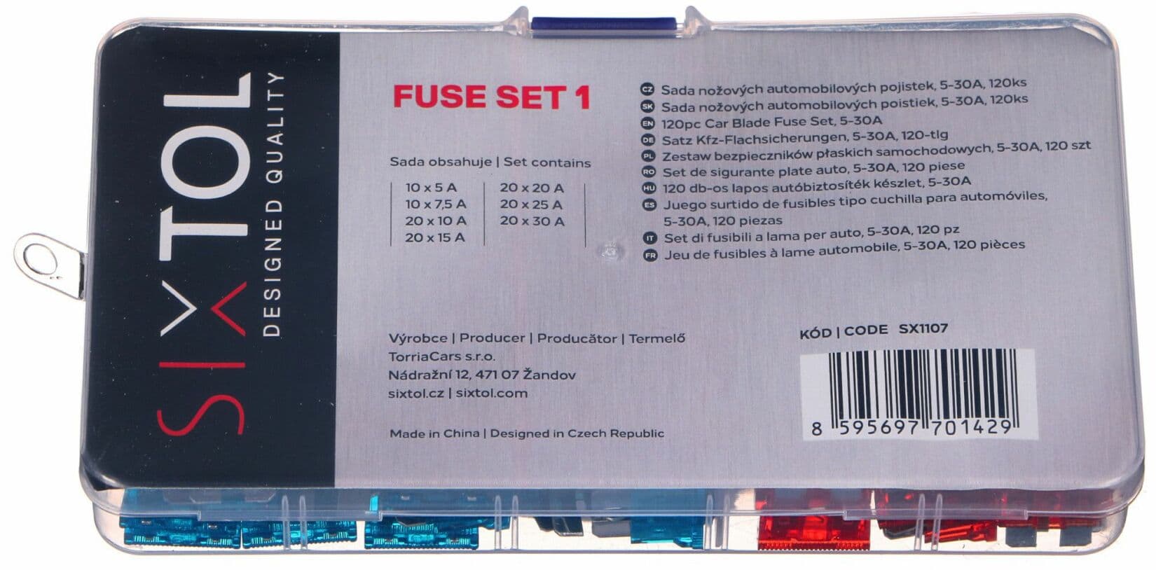 Sada nožových automobilových pojistek MECHANIC FUSE SET 1, 5-30A, 120ks SIXTOL - náhled 4