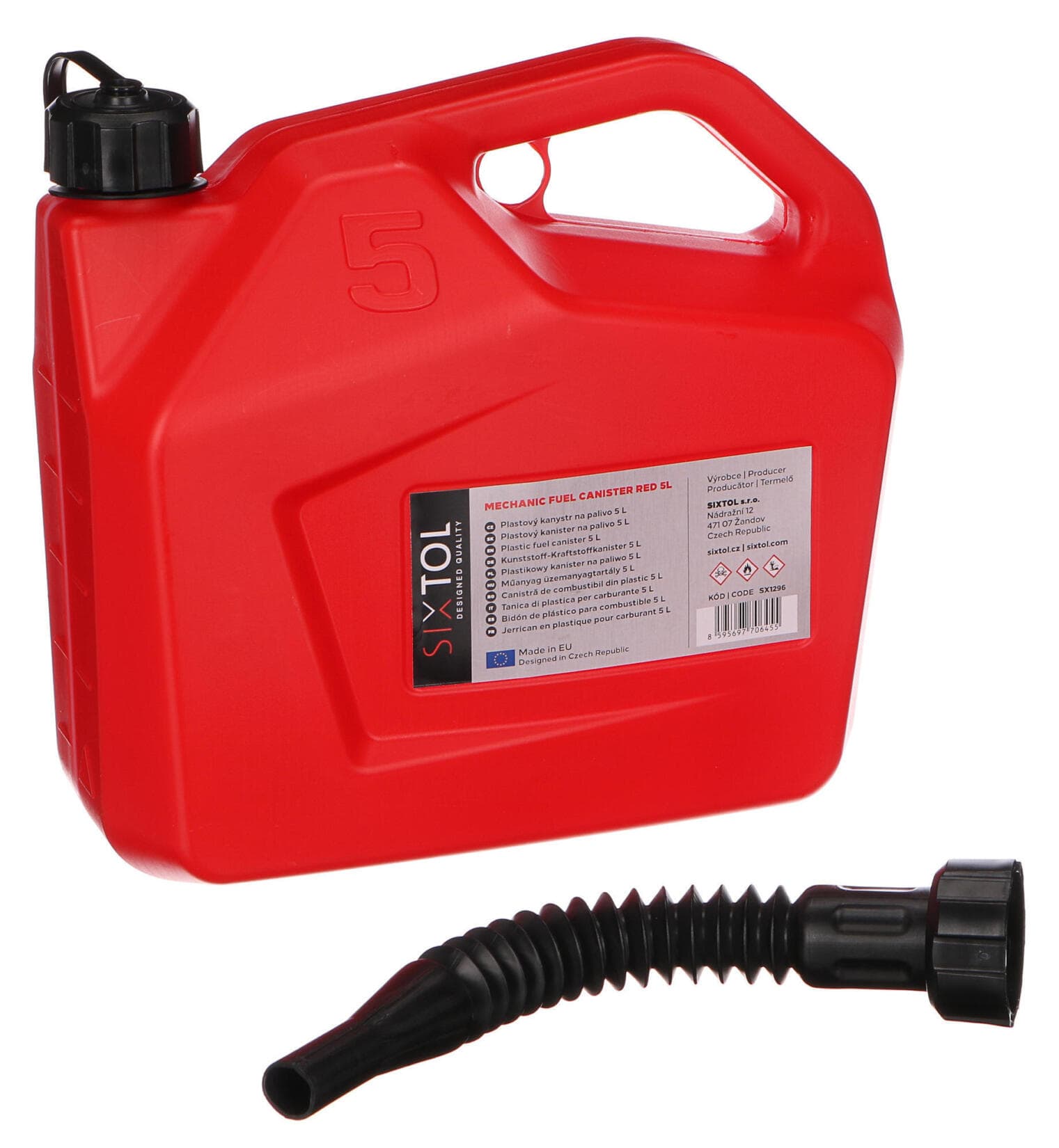 Kanystr plastový MECHANIC FUEL CANISTER RED 5L, červený SIXTOL - náhled 2