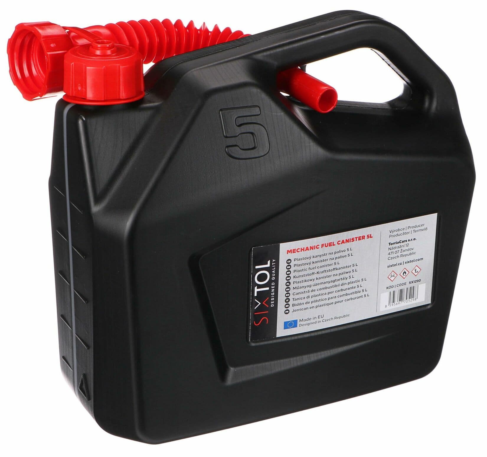 Kanystr plastový MECHANIC FUEL CANISTER 5L, černý SIXTOL - náhled 3