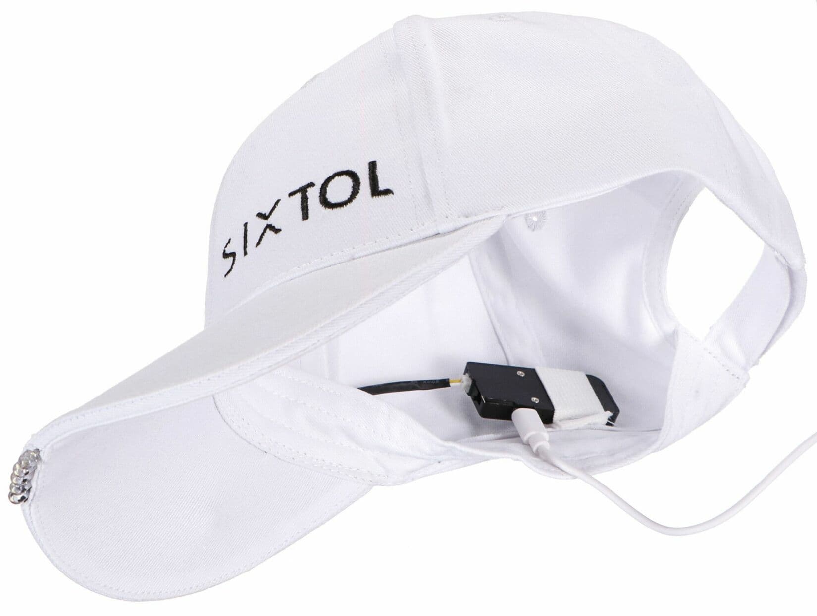 Kšiltovka s LED světlem B-CAP 25lm, nabíjecí, USB, univerzální velikost, bílá SIXTOL - náhled 2