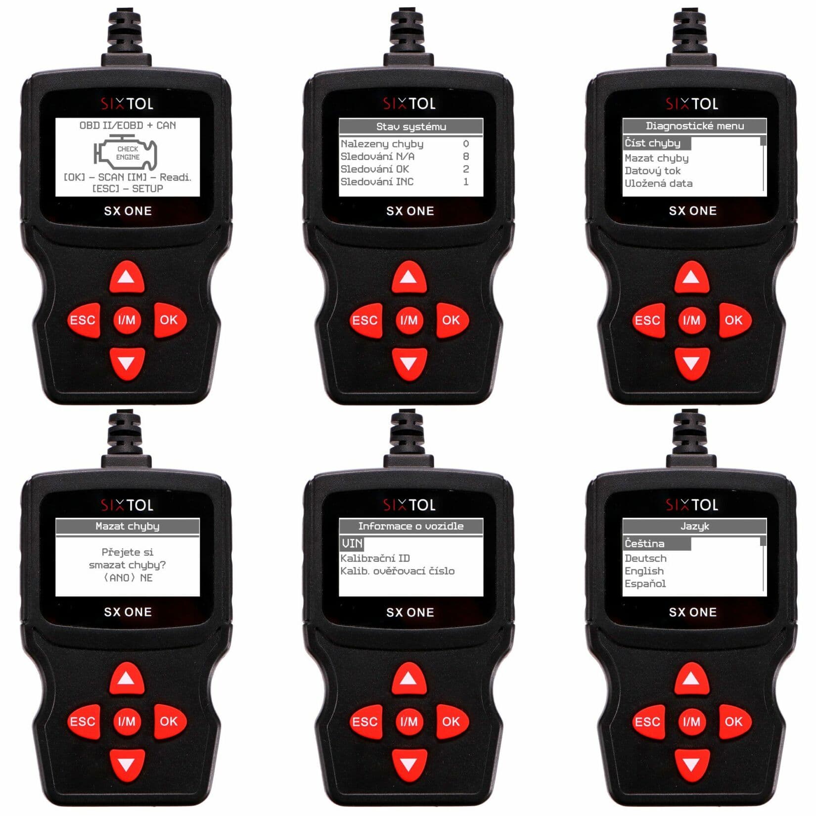 Autodiagnostika SX ONE v CZ/SK/DE/AJ/ES SIXTOL - náhled 2