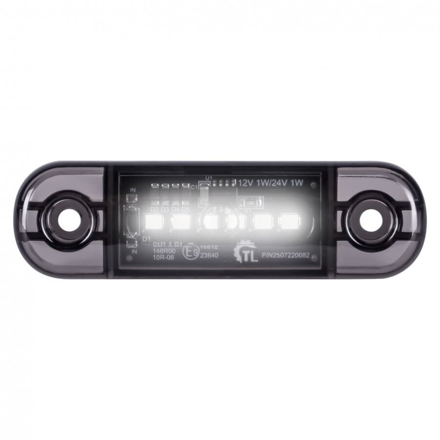 LED poziční světlo bílé 84x24x11mm 6LED 12/24V ECE R10 R148