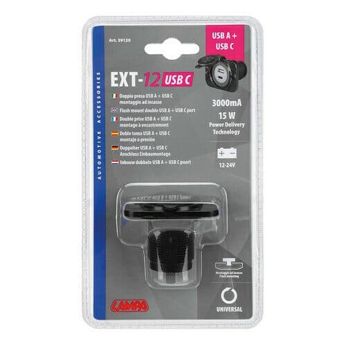 Nabíječka s dvojitým portem USB A + USB C, 12/24V LAMPA - náhled 3