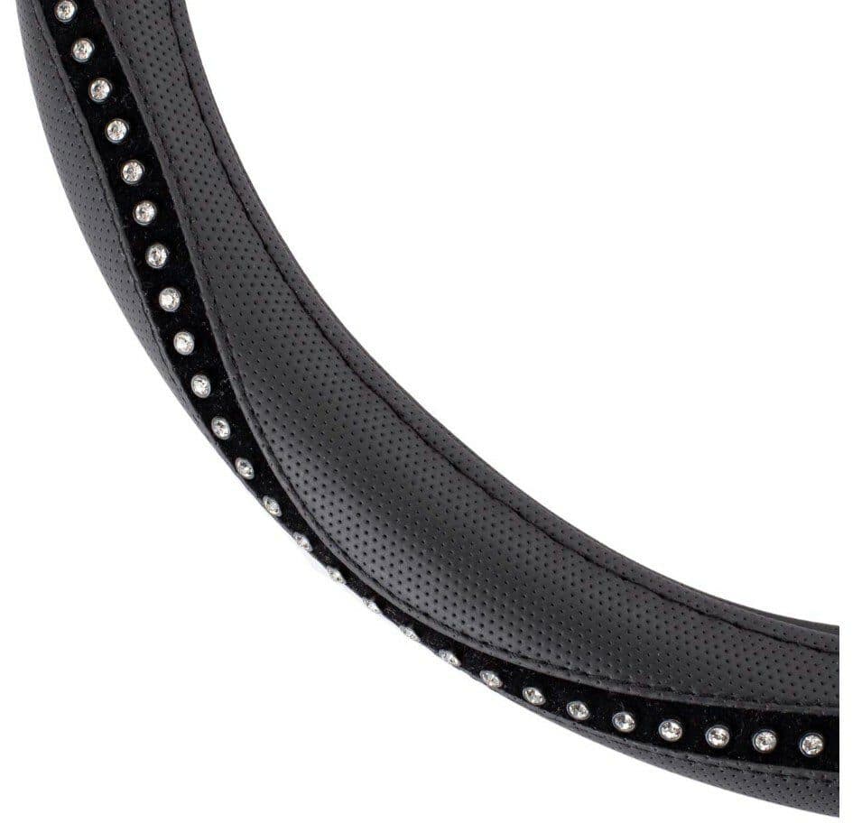 Potah volantu s okrasnými kamínky UNI 37-39cm - černý - náhled 2