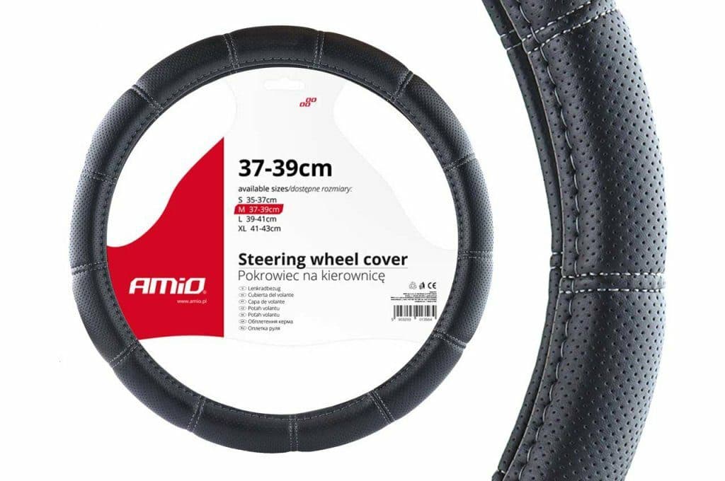 Potah volantu perforovaný s prošitím UNI 37-39cm - černý - náhled 1