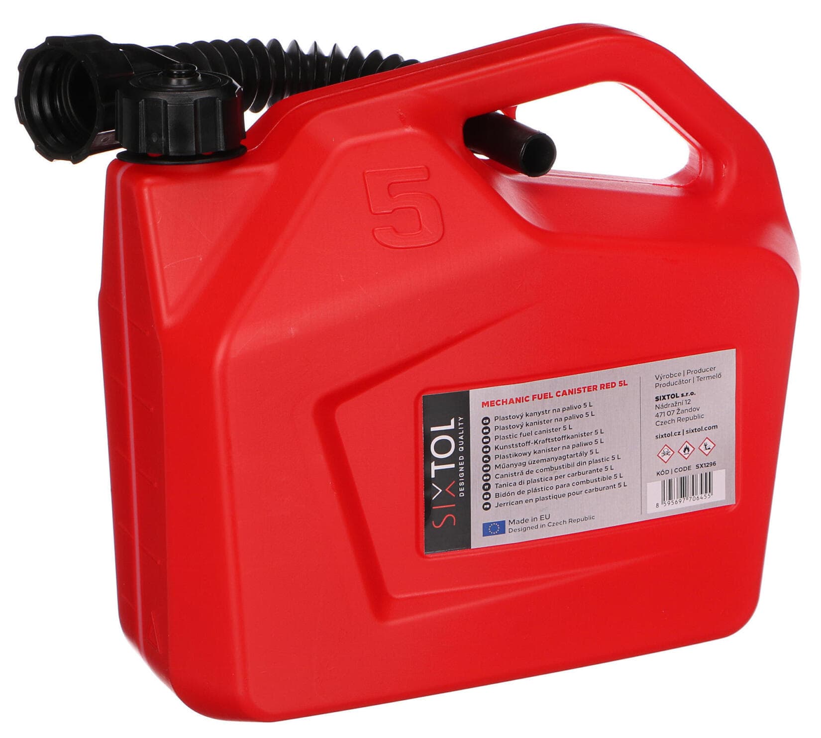 Kanystr plastový MECHANIC FUEL CANISTER RED 5L, červený SIXTOL - náhled 3