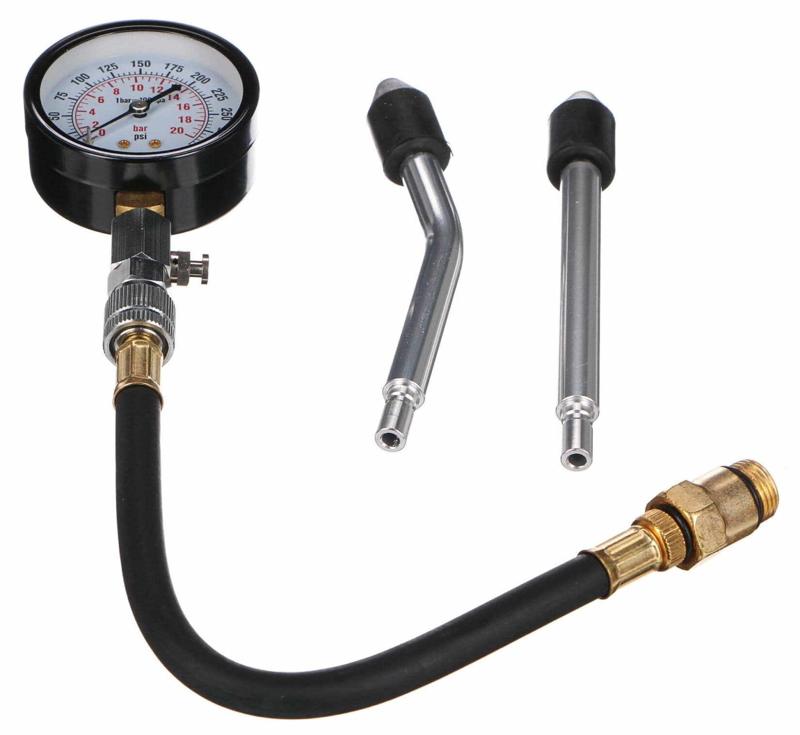 Sada pro testování komprese benzínových motorů MECHANIC ENGINE TESTER 4, 0-20bar, 4ks SIXTOL - náhled 2
