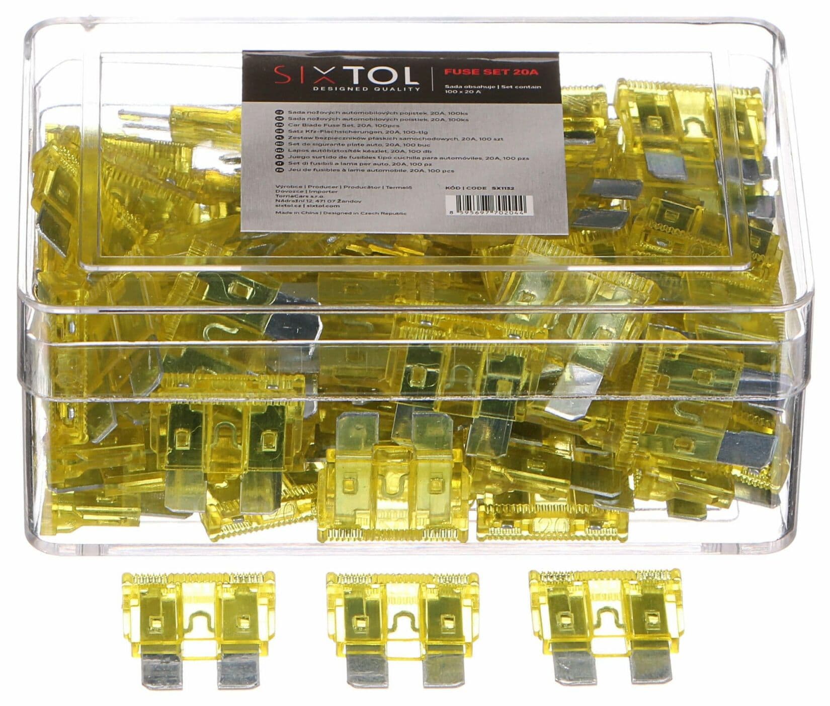 Sada nožových automobilových pojistek MECHANIC FUSE SET 20A, 100ks SIXTOL - náhled 4