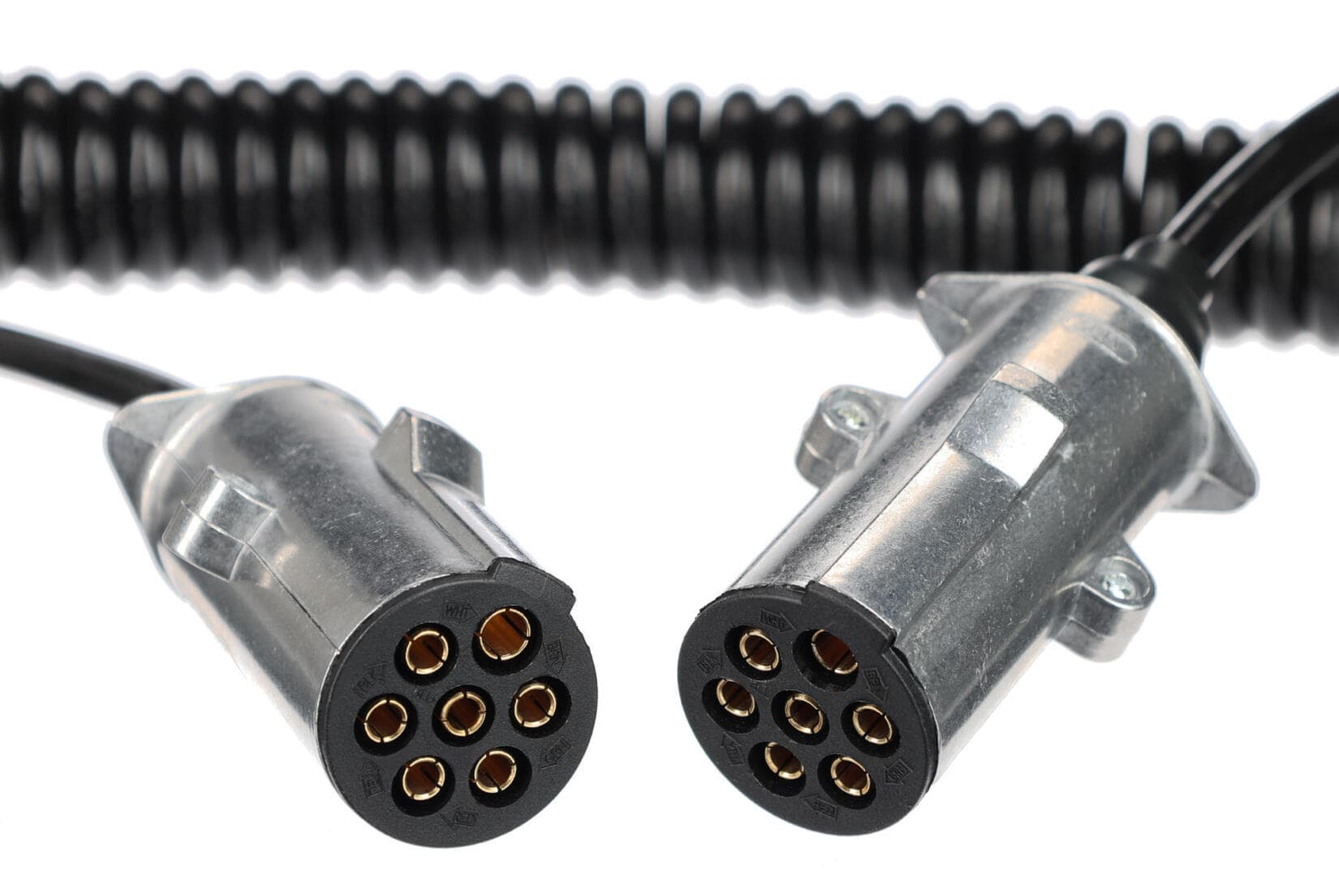 Propojovací spirálový kabel 7pin typ N TRAILER CABLE 13, kovová zástrčka, 24V, 3,5m SIXTOL - náhled 4