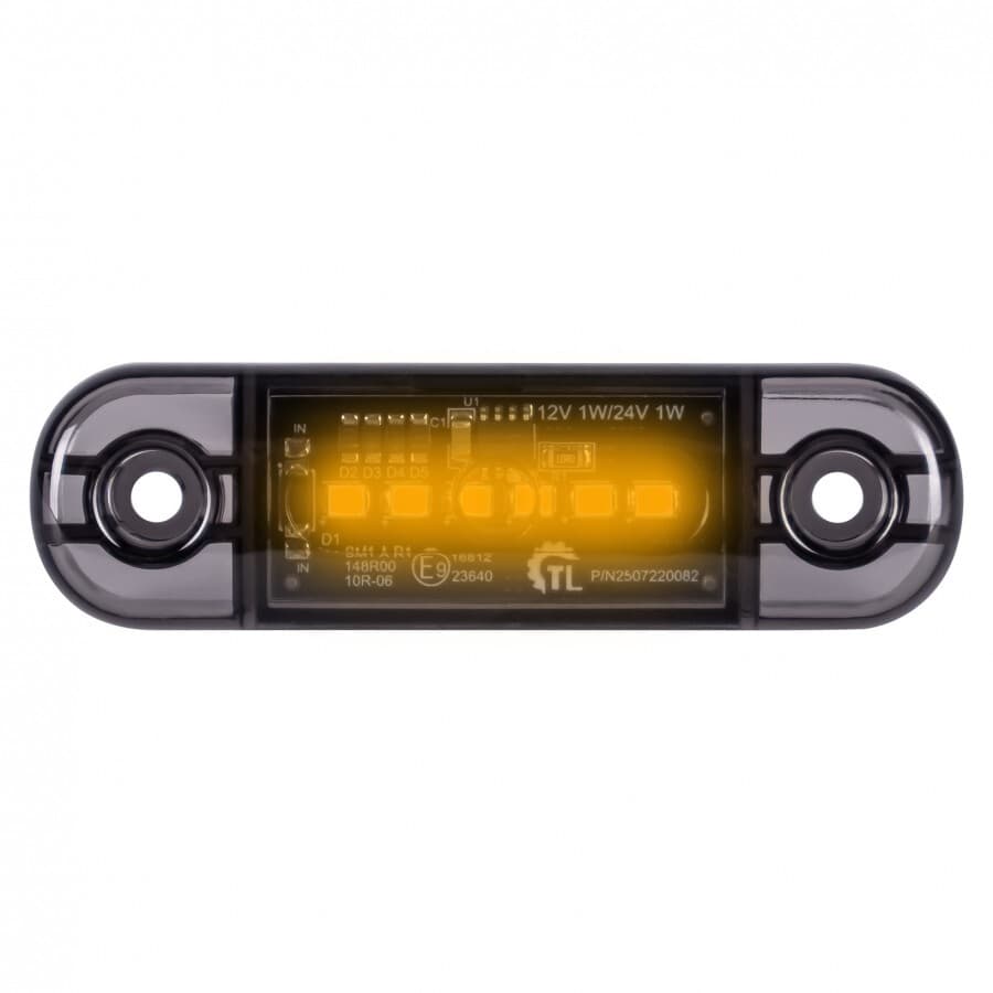 LED poziční světlo oranžové 84x24x11mm 6LED 12/24V ECE R10 R148