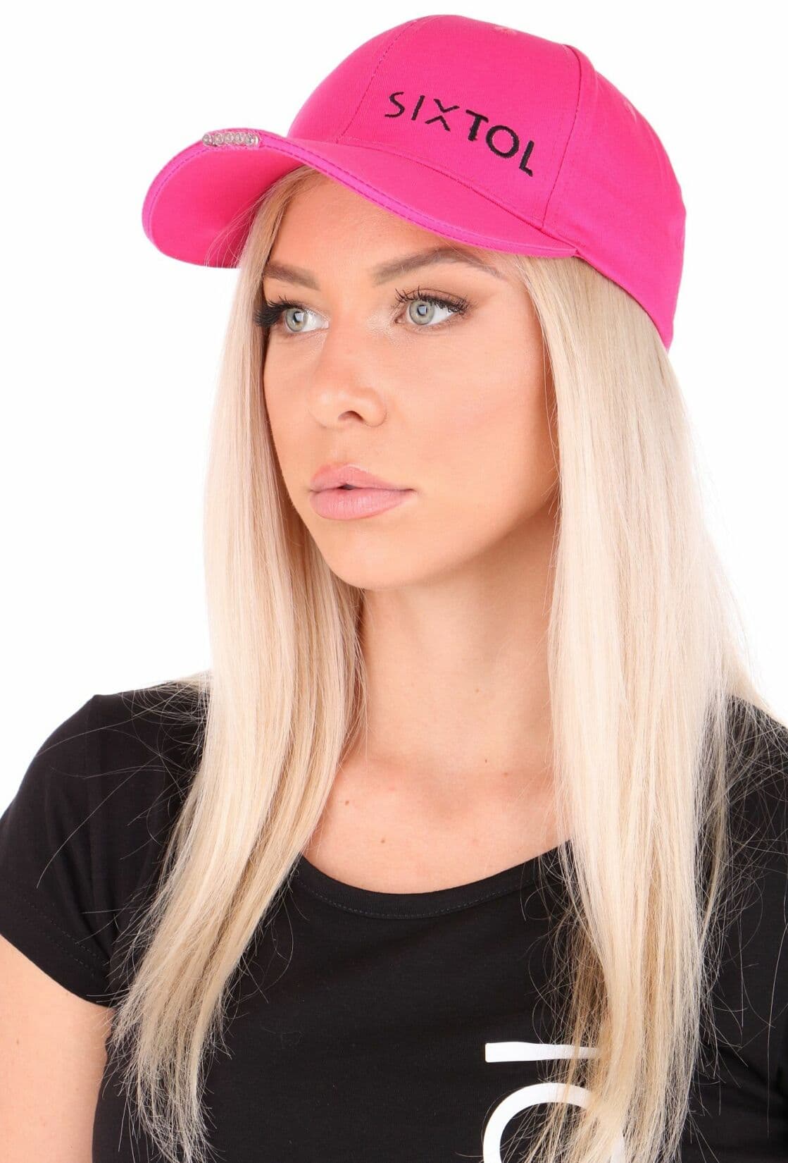 Kšiltovka s LED světlem B-CAP 25lm, nabíjecí, USB, univerzální velikost, růžová SIXTOL - náhled 3