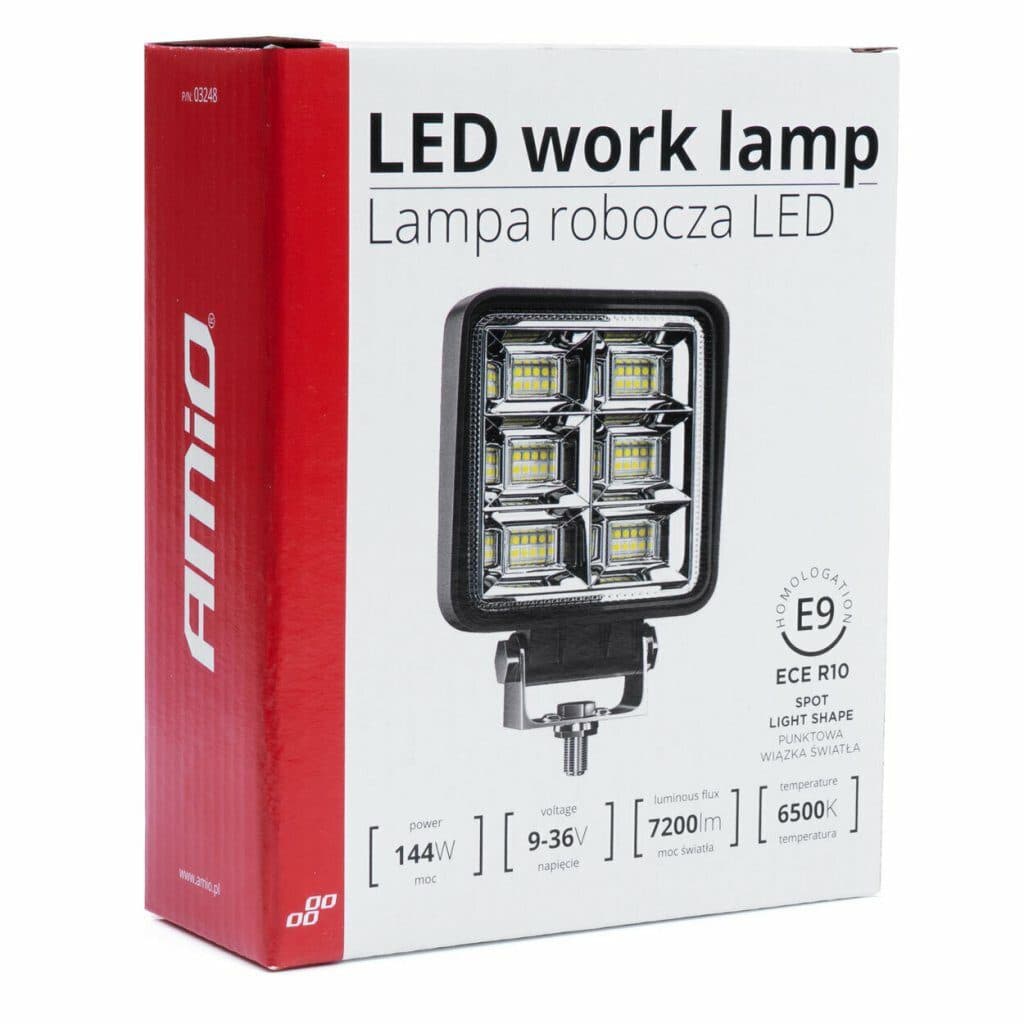 LED pracovní světlo 9-36V 144W 7200lm 110x110x35mm - náhled 4