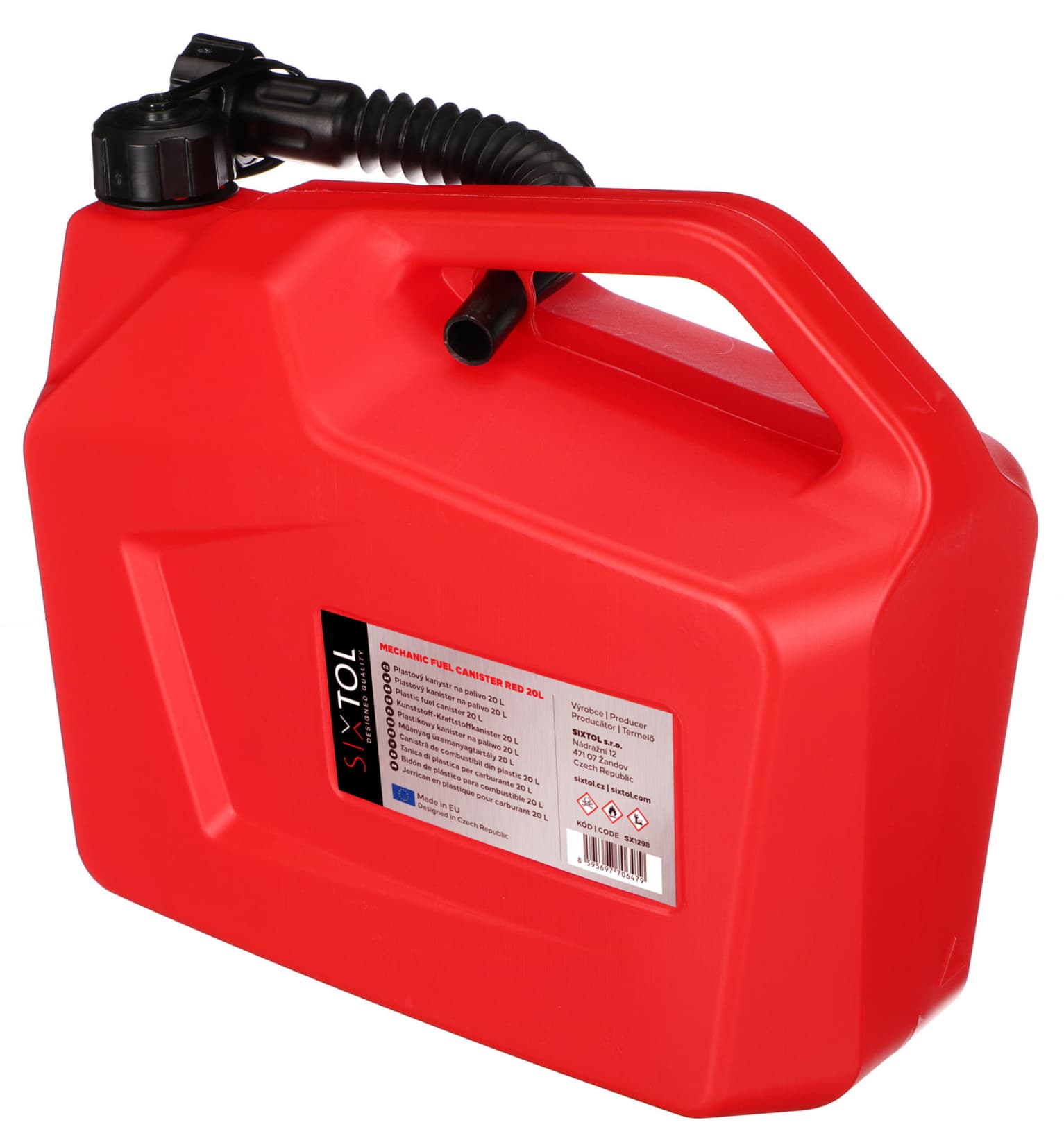 Kanystr plastový MECHANIC FUEL CANISTER RED 20L, červený SIXTOL - náhled 3