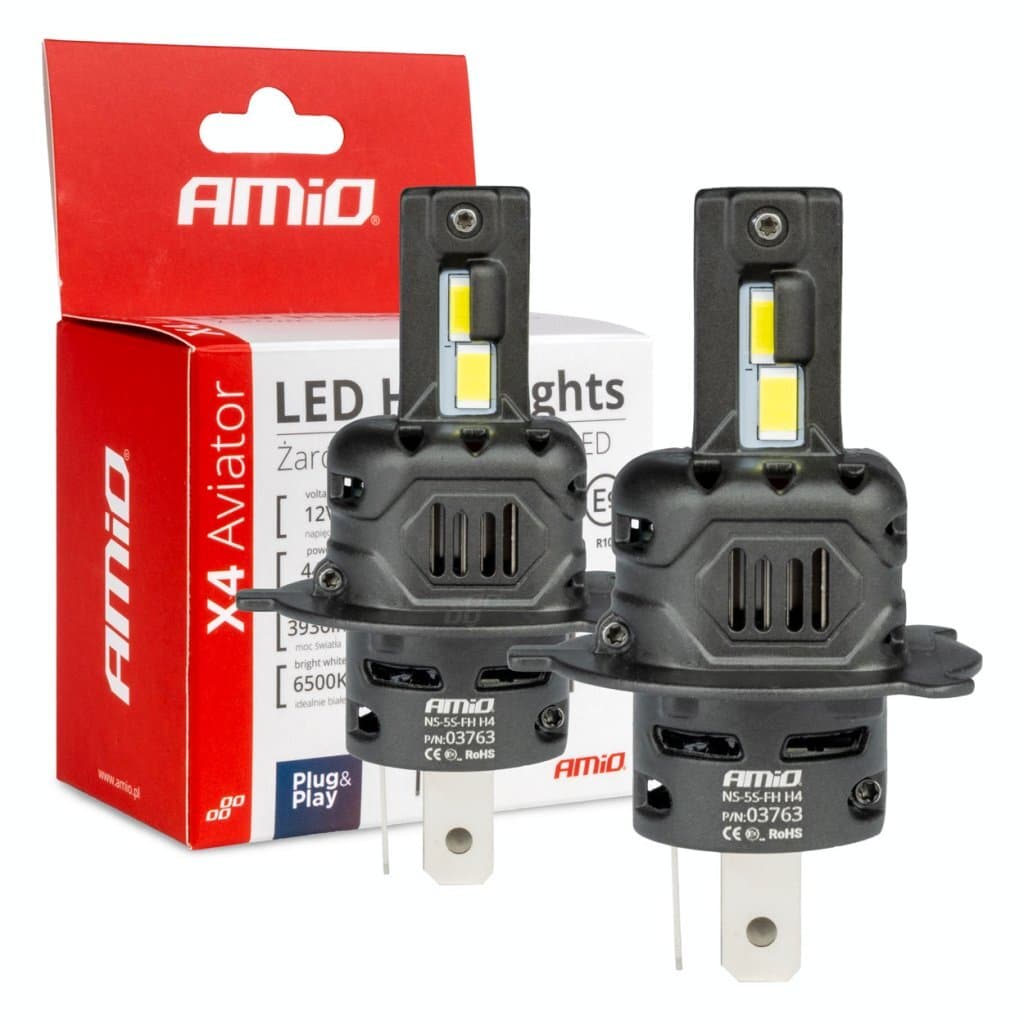 LED autožárovky H4/H19 X4 Aviator, bílá, 12V, 6500K, 44W - 2ks