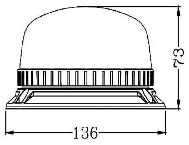 LED maják, 12-24V, 36x LED oranžový, pevná montáž, ECE R65 R10 - 136x73mm - náhled 5