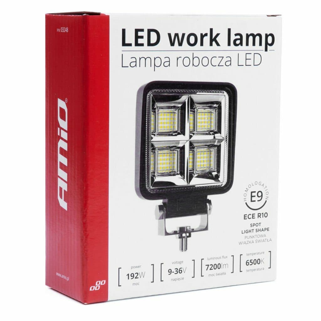 LED pracovní světlo 9-36V 192W 7200lm 110x110x35mm - náhled 4