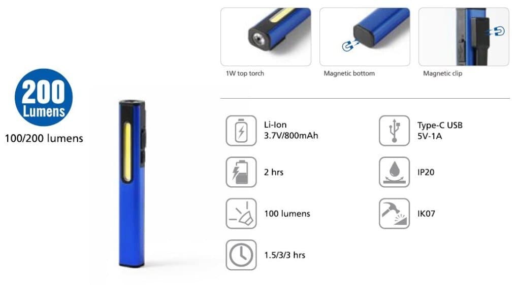 mini AKU profi inspekční LED lampa s Li-Pol baterií - náhled 2