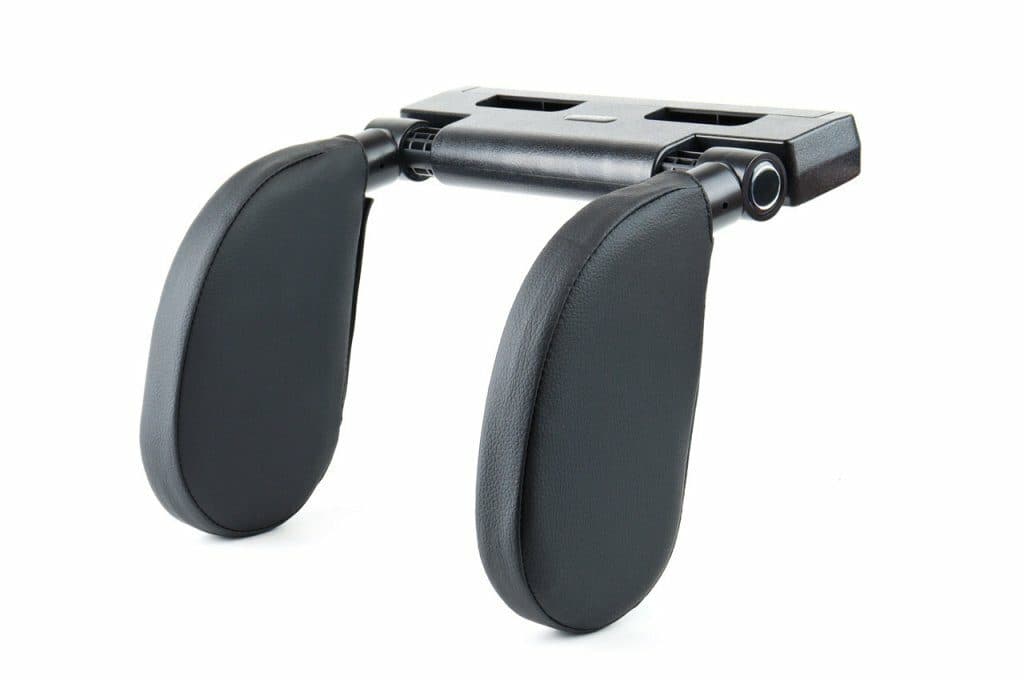 Sklopná opěrka hlavy do auta, černá, ECO kůže
