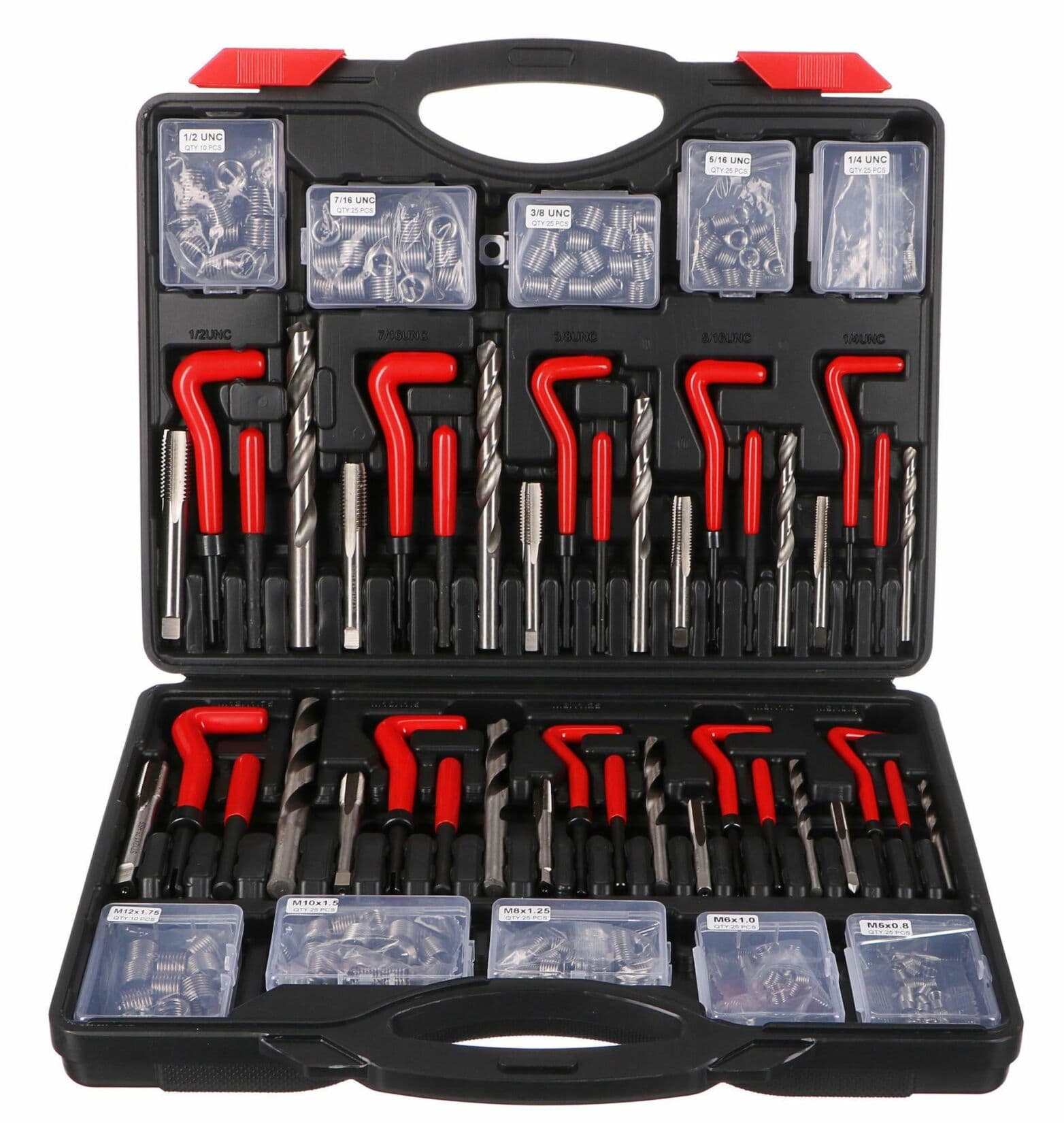 Sada na opravu závitů MECHANIC THREAD SET 261, M5 - M12, 1/4UNC-1/2UNC, 261ks SIXTOL