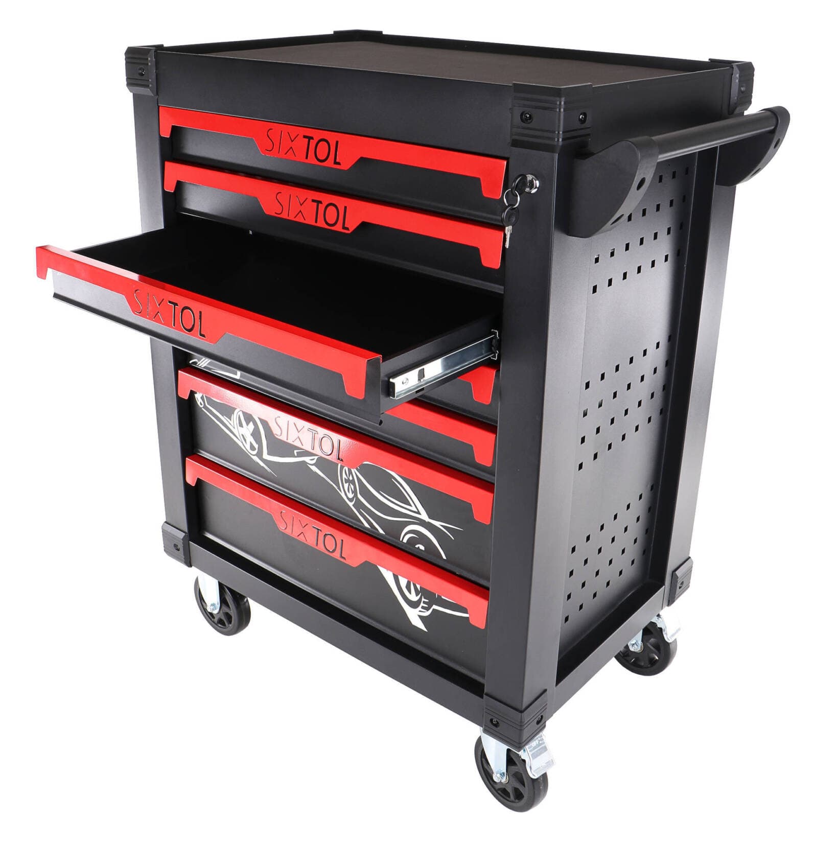 Dílenský vozík na nářadí MECHANIC TROLLEY KEVIN, 7 šuplíků SIXTOL - náhled 3