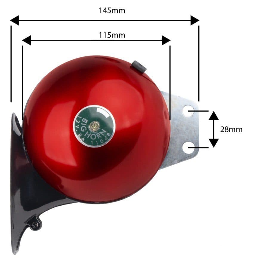 Zvuková signalizace klaksonu sada 2 ks červená 125 mm 12V - náhled 2