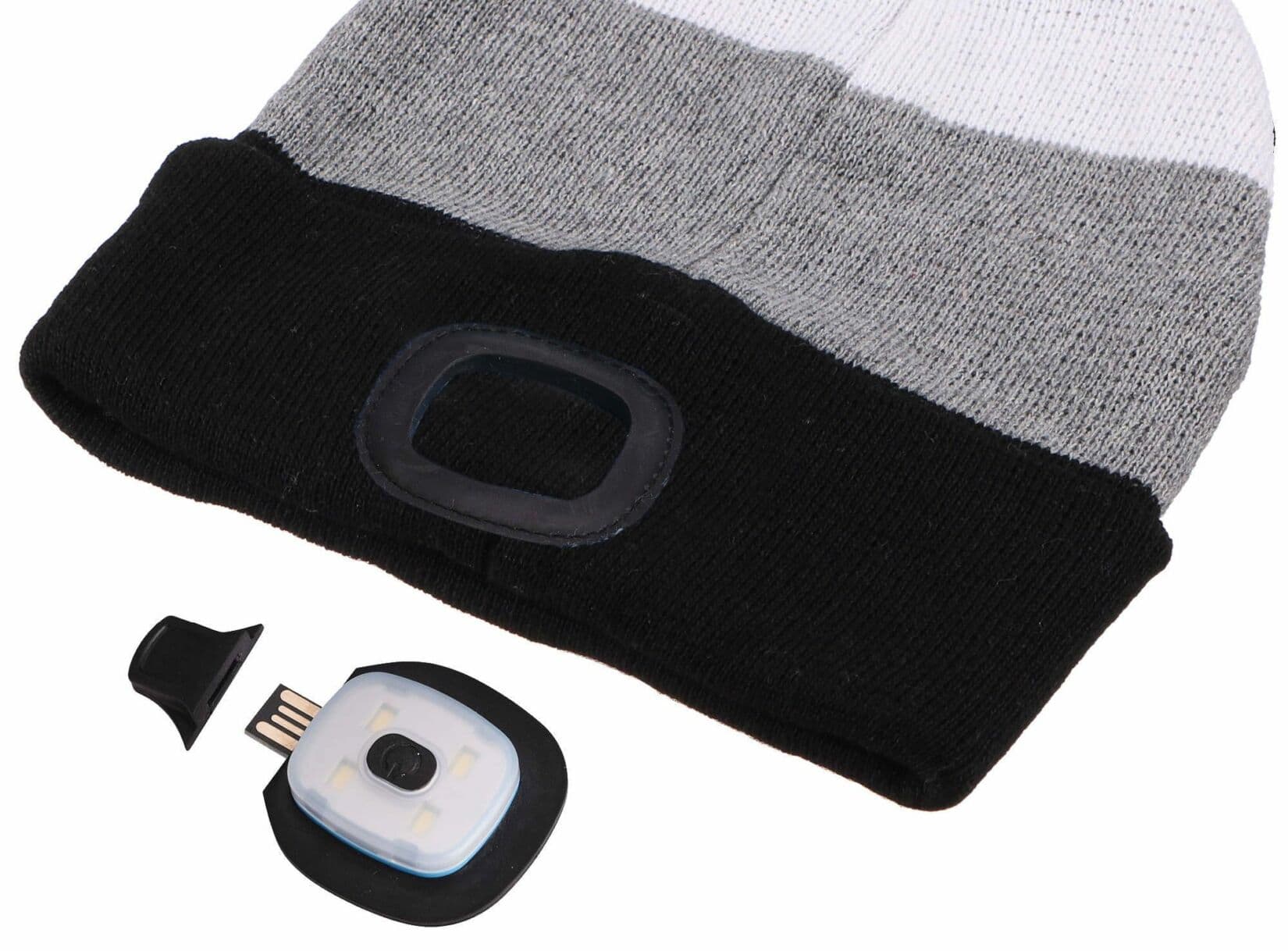 Čepice s čelovkou 180lm, nabíjecí, USB, univerzální velikost, bavlna/PE, černá/šedá/bílá SIXTOL - náhled 3