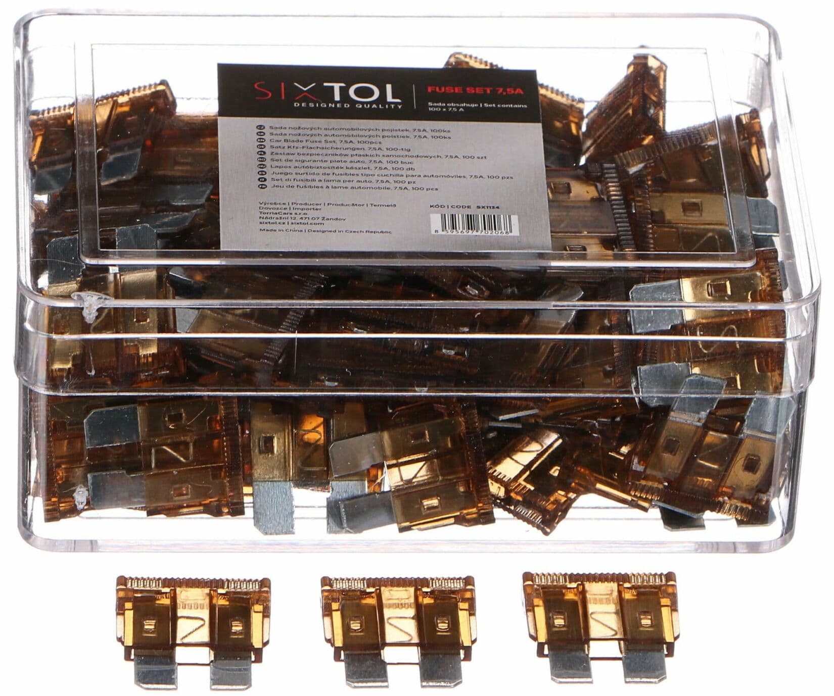 Sada nožových automobilových pojistek MECHANIC FUSE SET 7,5A, 100ks SIXTOL - náhled 4