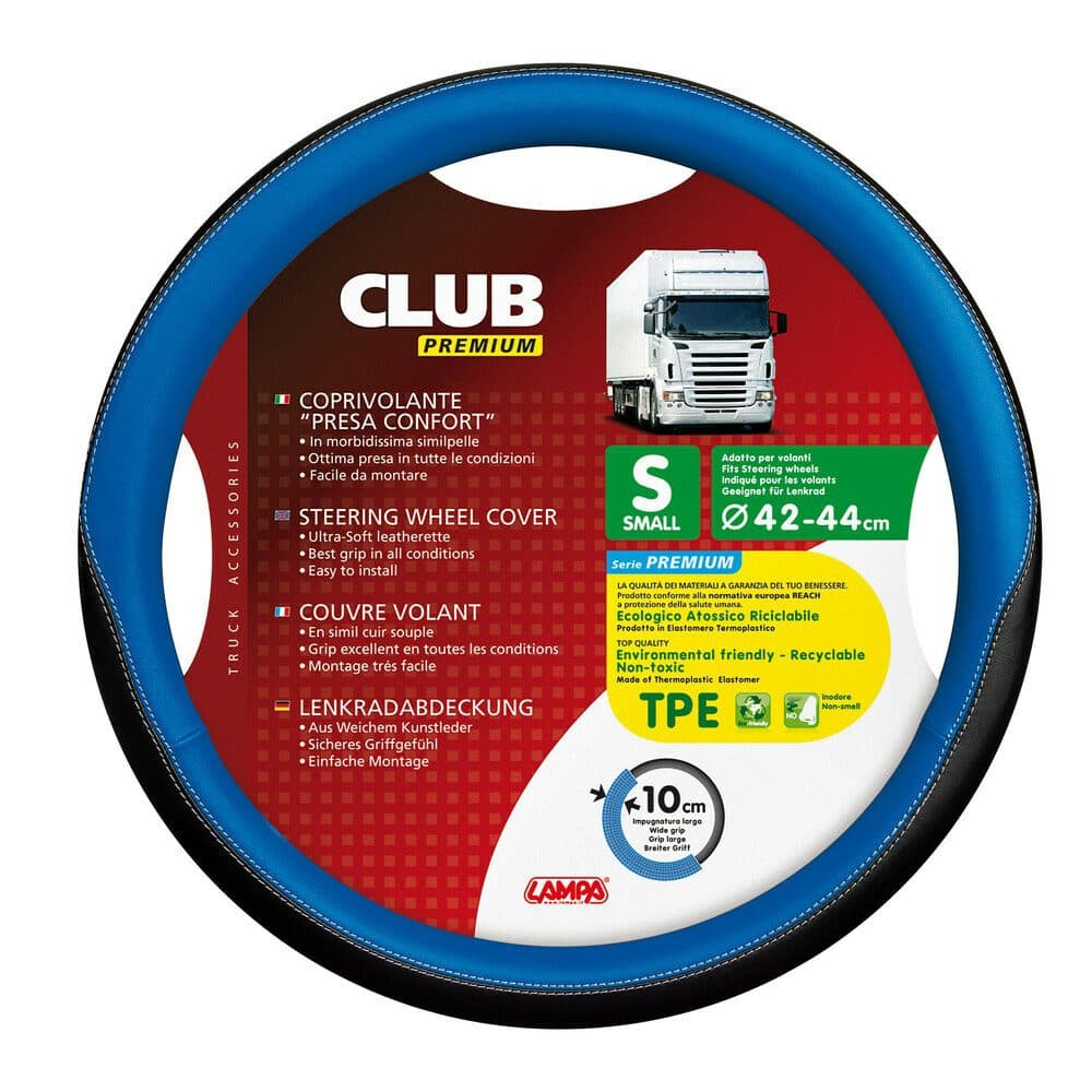 Potah volantu CLUB PREMIUM Skeentex modrý - S  42 - 44 cm