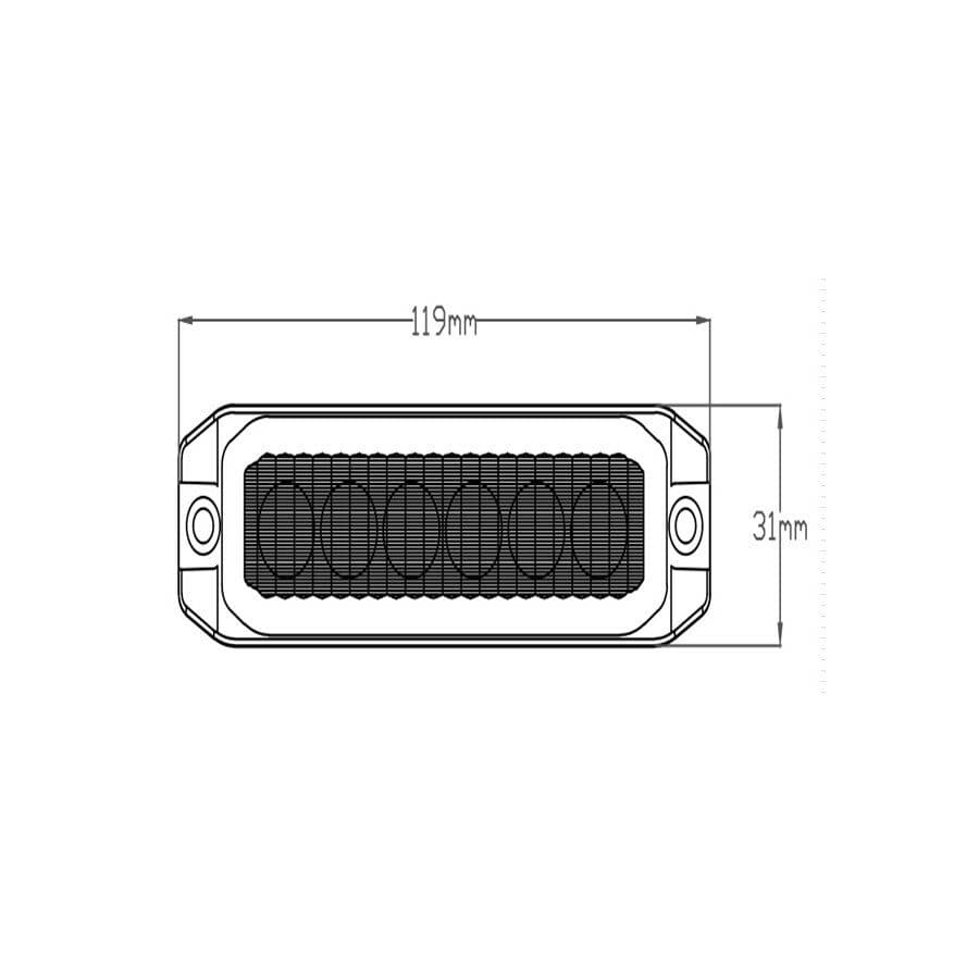 Výstražné LED světlo vnější oranžové, 12-24V 6LED 18W, ECE R65, 119x31 mm - náhled 3
