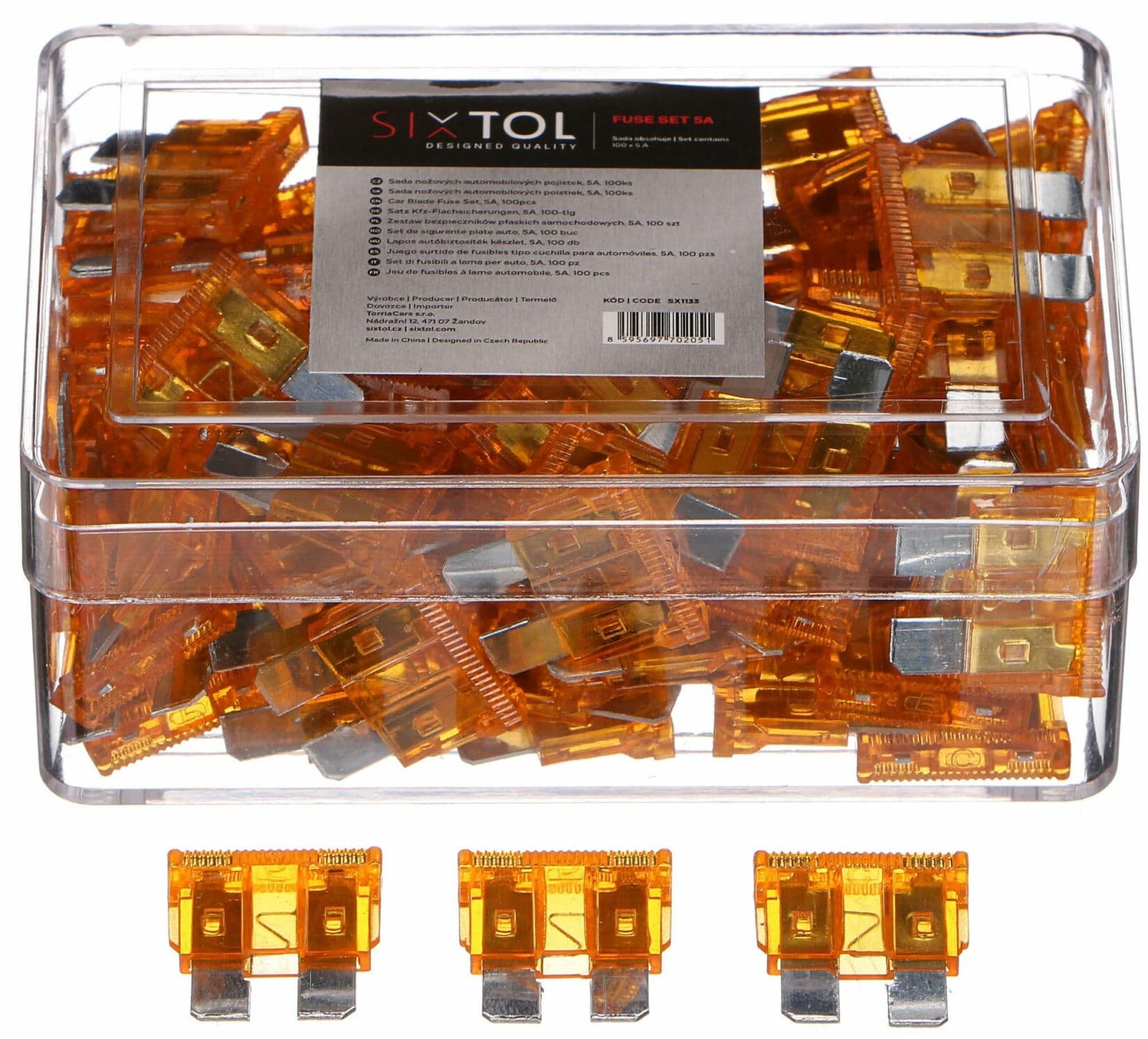 Sada nožových automobilových pojistek MECHANIC FUSE SET 5A, 100ks SIXTOL - náhled 4