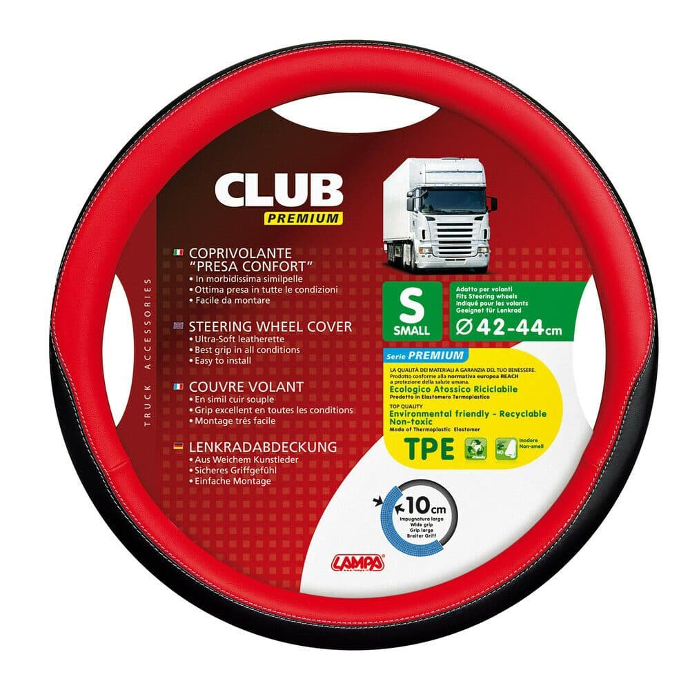Potah volantu CLUB PREMIUM Skeentex červený - S  42 - 44 cm