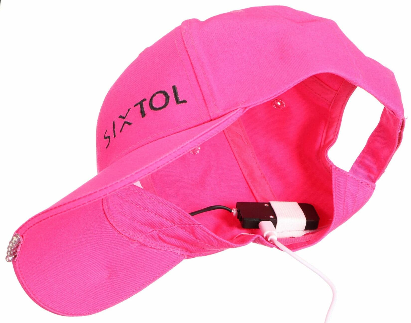 Kšiltovka s LED světlem B-CAP 25lm, nabíjecí, USB, univerzální velikost, růžová SIXTOL - náhled 5