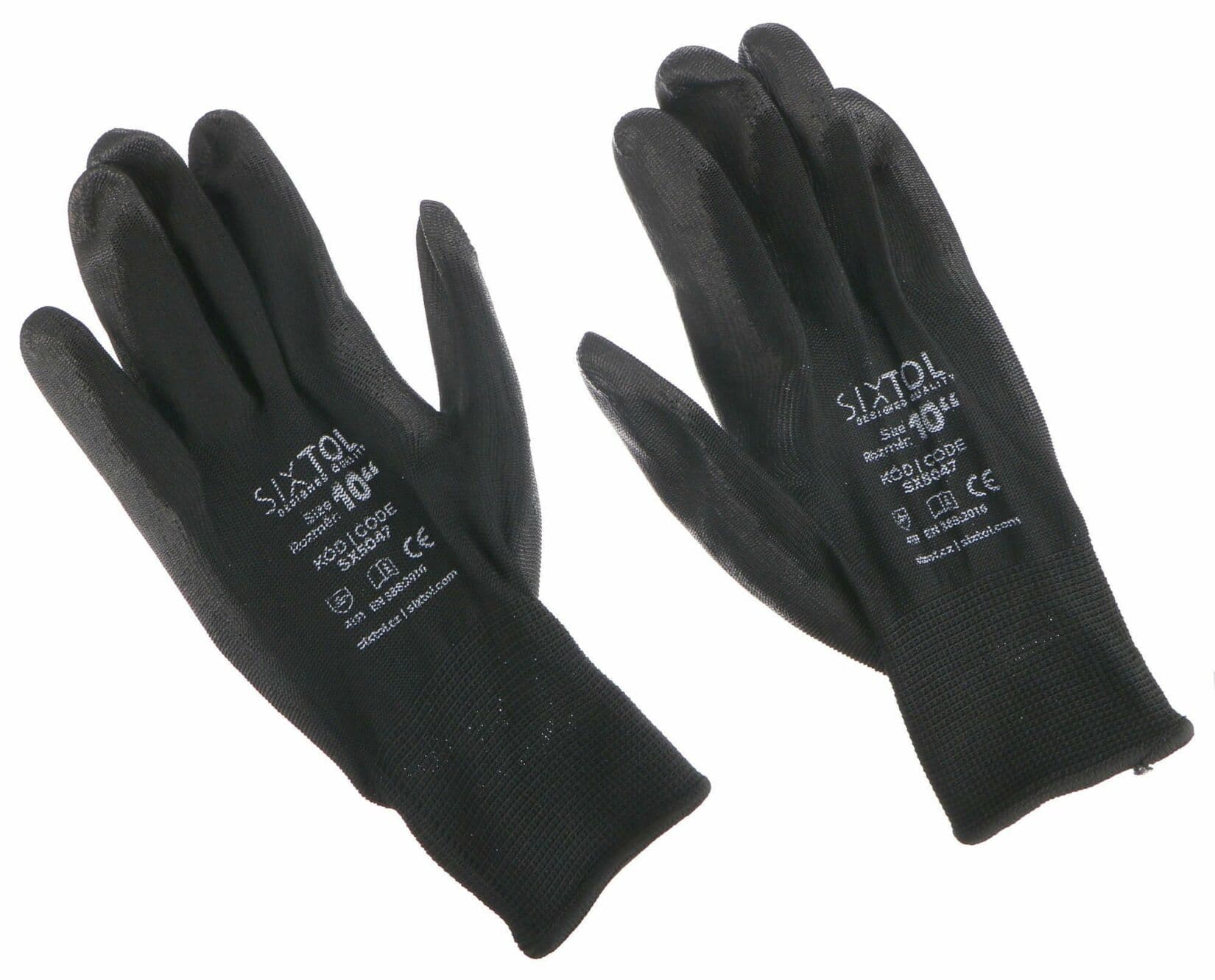 Rukavice pracovní z polyesteru polomáčené v polyuretanu GLOVE PE-PU 10, černé, velikost 10 SIXTOL - náhled 3
