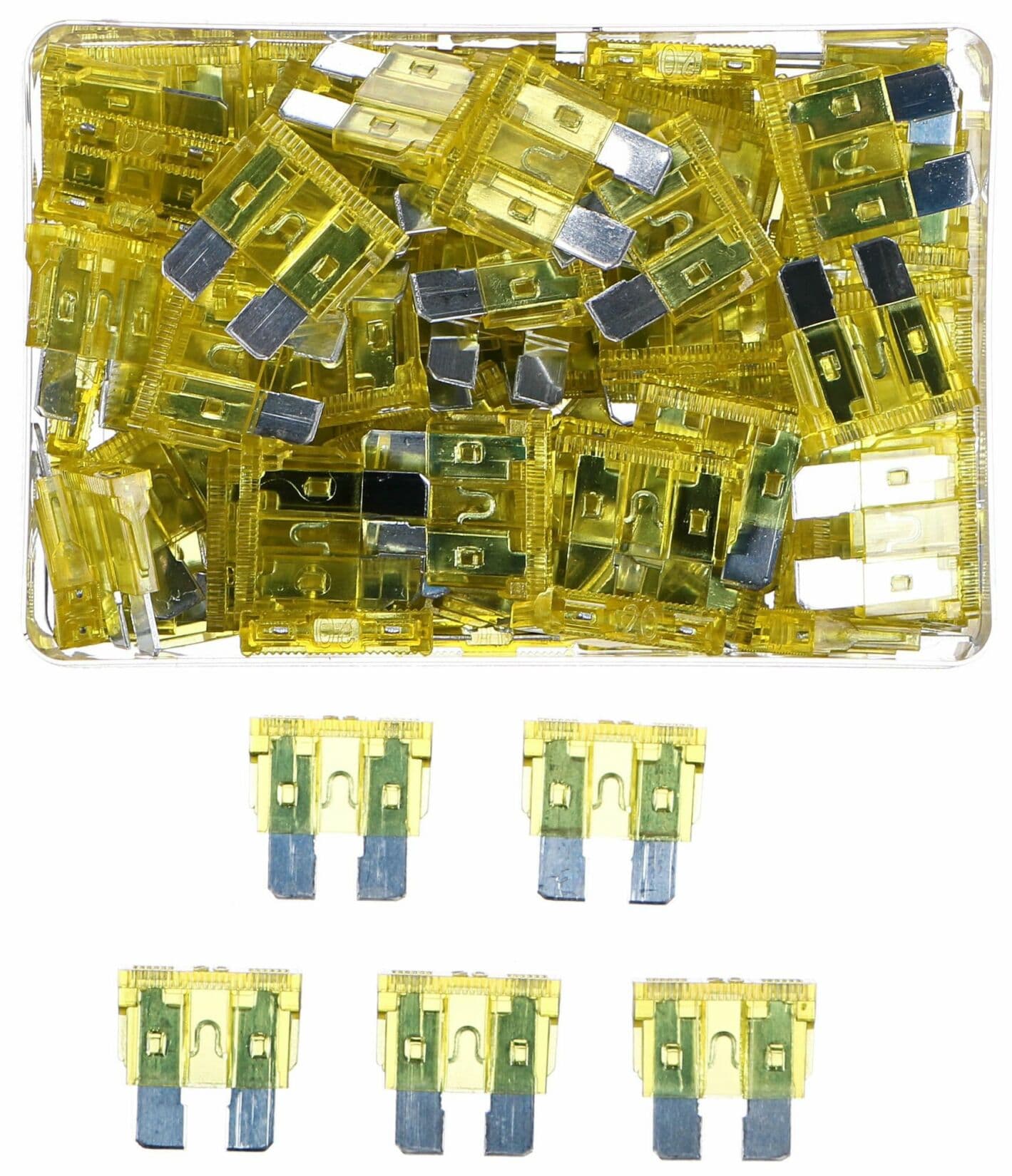 Sada nožových automobilových pojistek MECHANIC FUSE SET 20A, 100ks SIXTOL - náhled 2